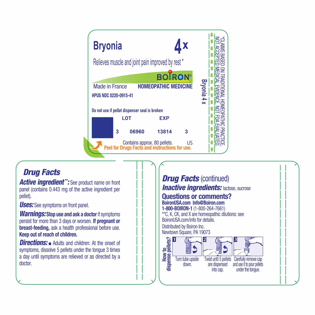Boiron Bryonia 4X Homeopathic Medicine for Muscle & Joint Pain - 80 Pellets - TrustMedUSA