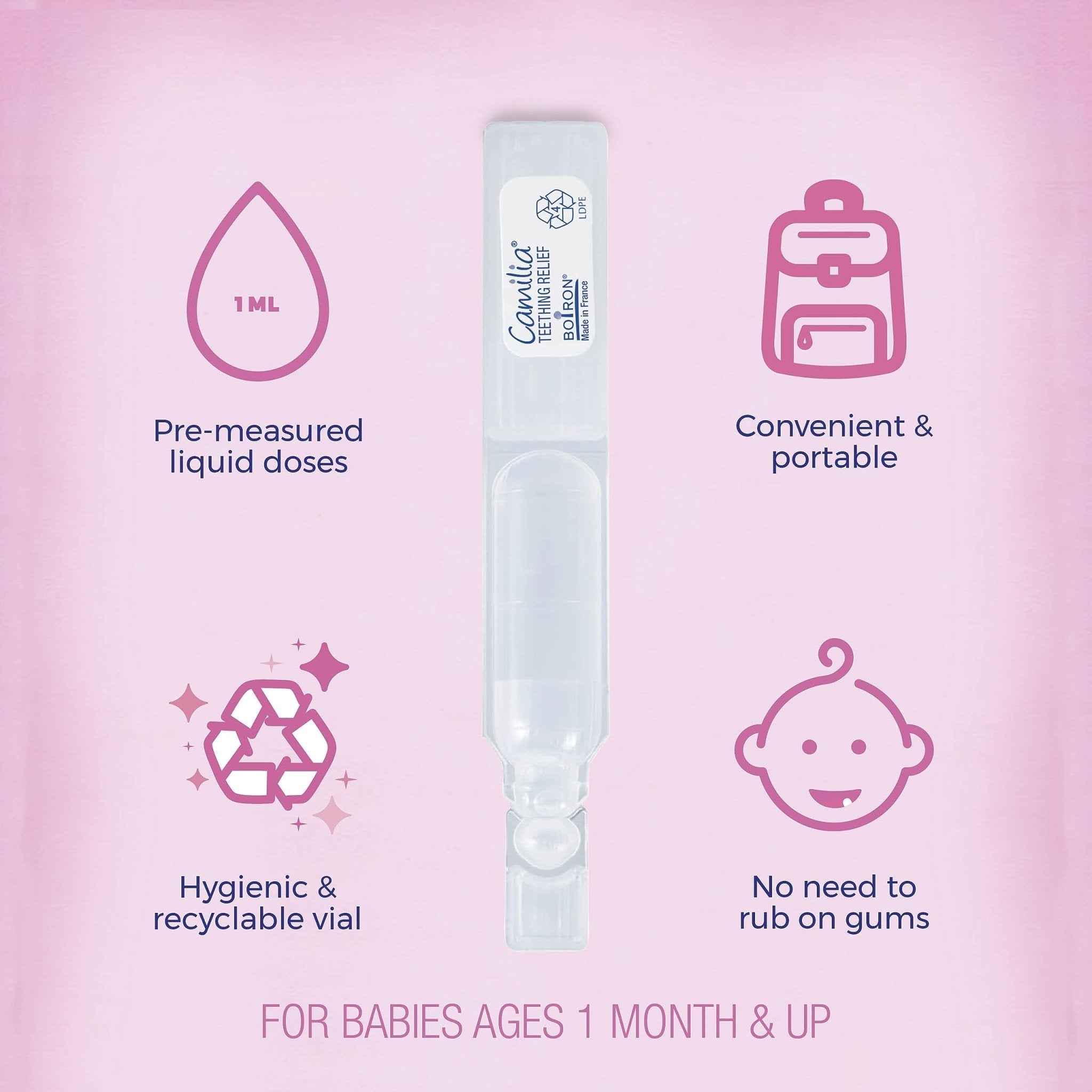 Boiron Camilia Teething Drops for Daytime and Nighttime Relief of Painful or Swollen Gums and Irritability in Babies - 30 Count - Maple Wellness Supplements