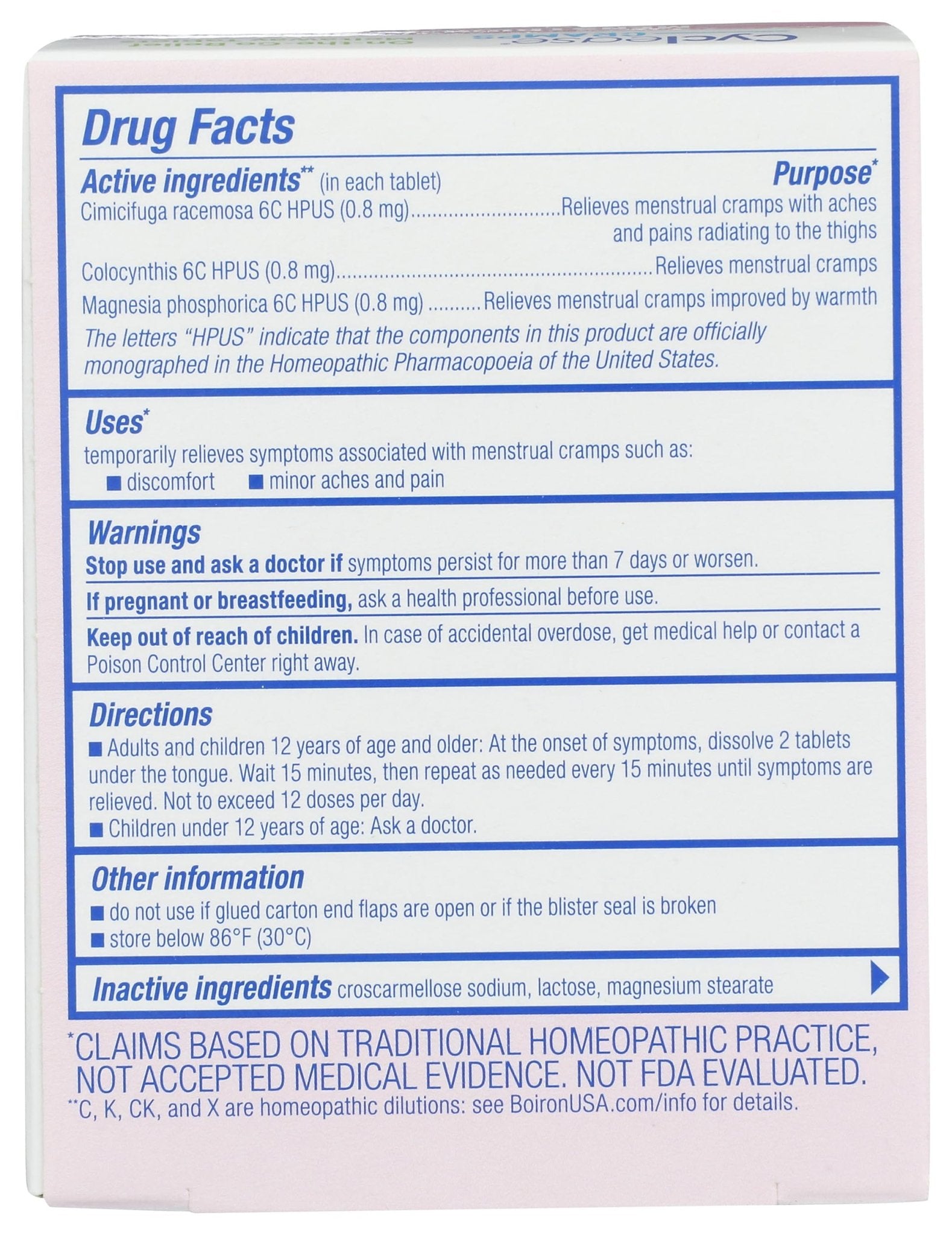 BOIRON Cyclease Cramp Tablets, 60 CT - TrustMedUSA