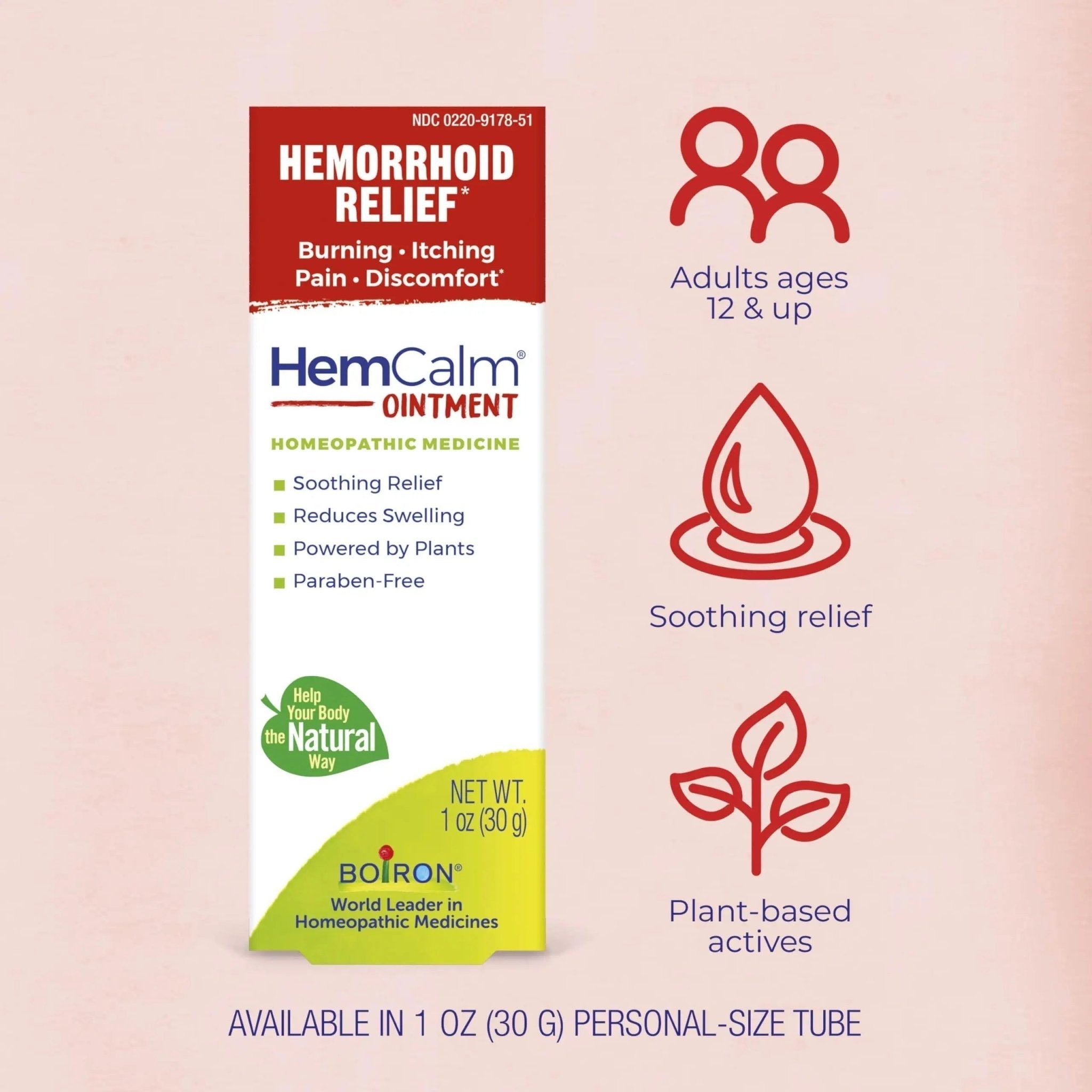 Boiron HemCalm Ointment for Hemorrhoid Relief of Pain, Itching, Swelling or Discomfort - 1 oz - TrustMedUSA