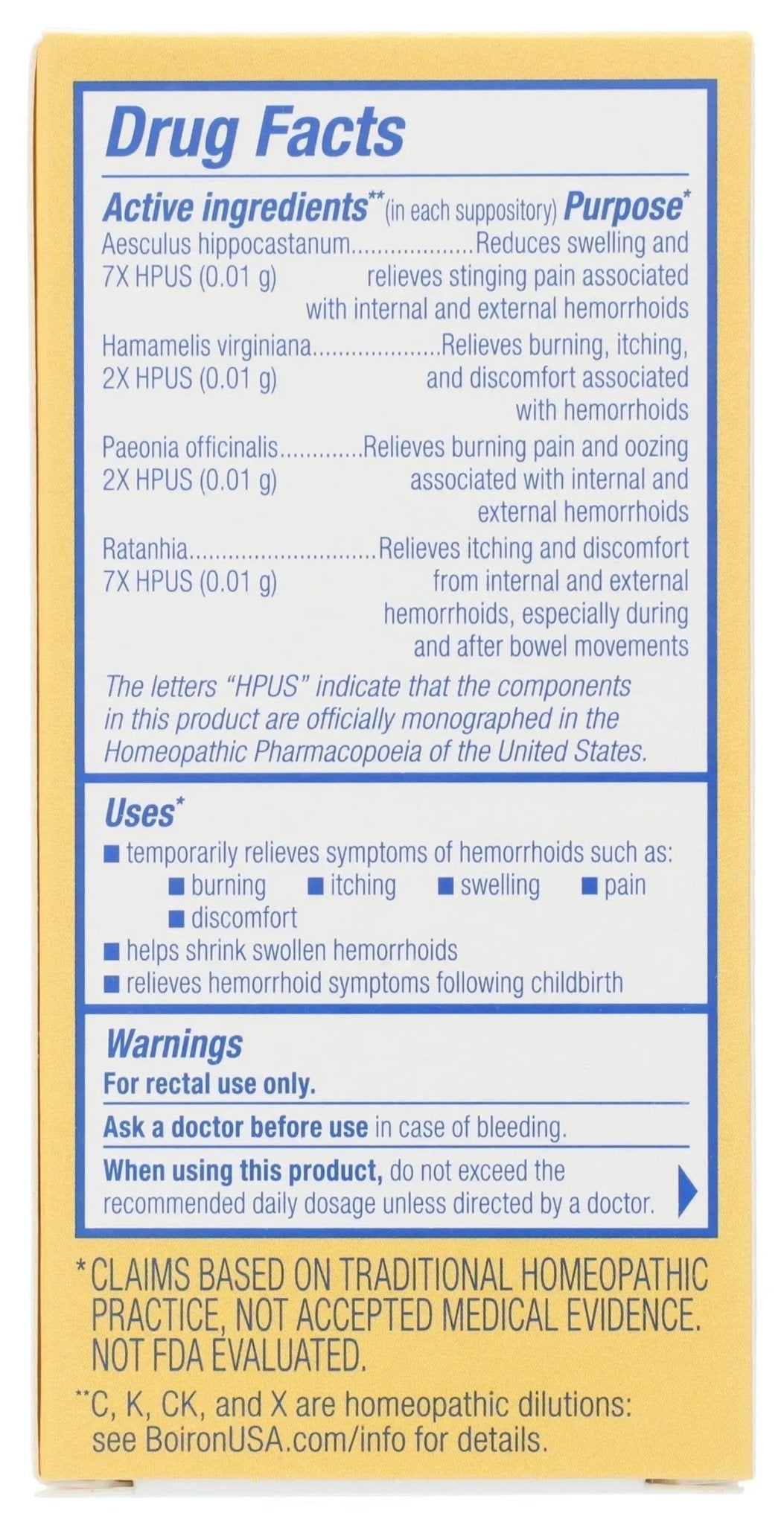 Boiron HemCalm Suppositories for Hemorrhoid Relief of Pain, Itching, Swelling or Discomfort - 10 Count - TrustMedUSA