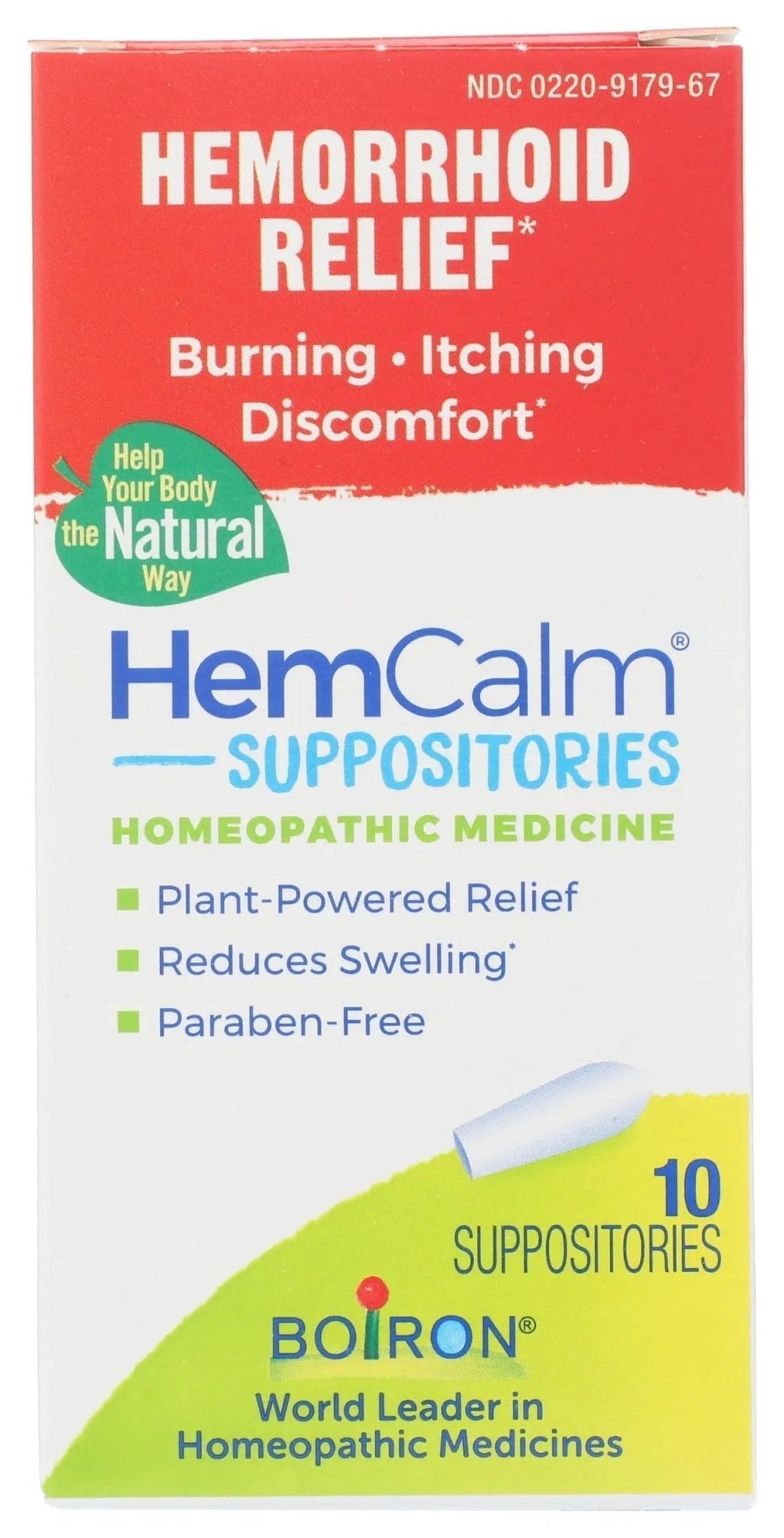 Boiron HemCalm Suppositories for Hemorrhoid Relief of Pain, Itching, Swelling or Discomfort - 10 Count - TrustMedUSA