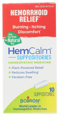 Boiron HemCalm Suppositories for Hemorrhoid Relief of Pain, Itching, Swelling or Discomfort - 10 Count - TrustMedUSA