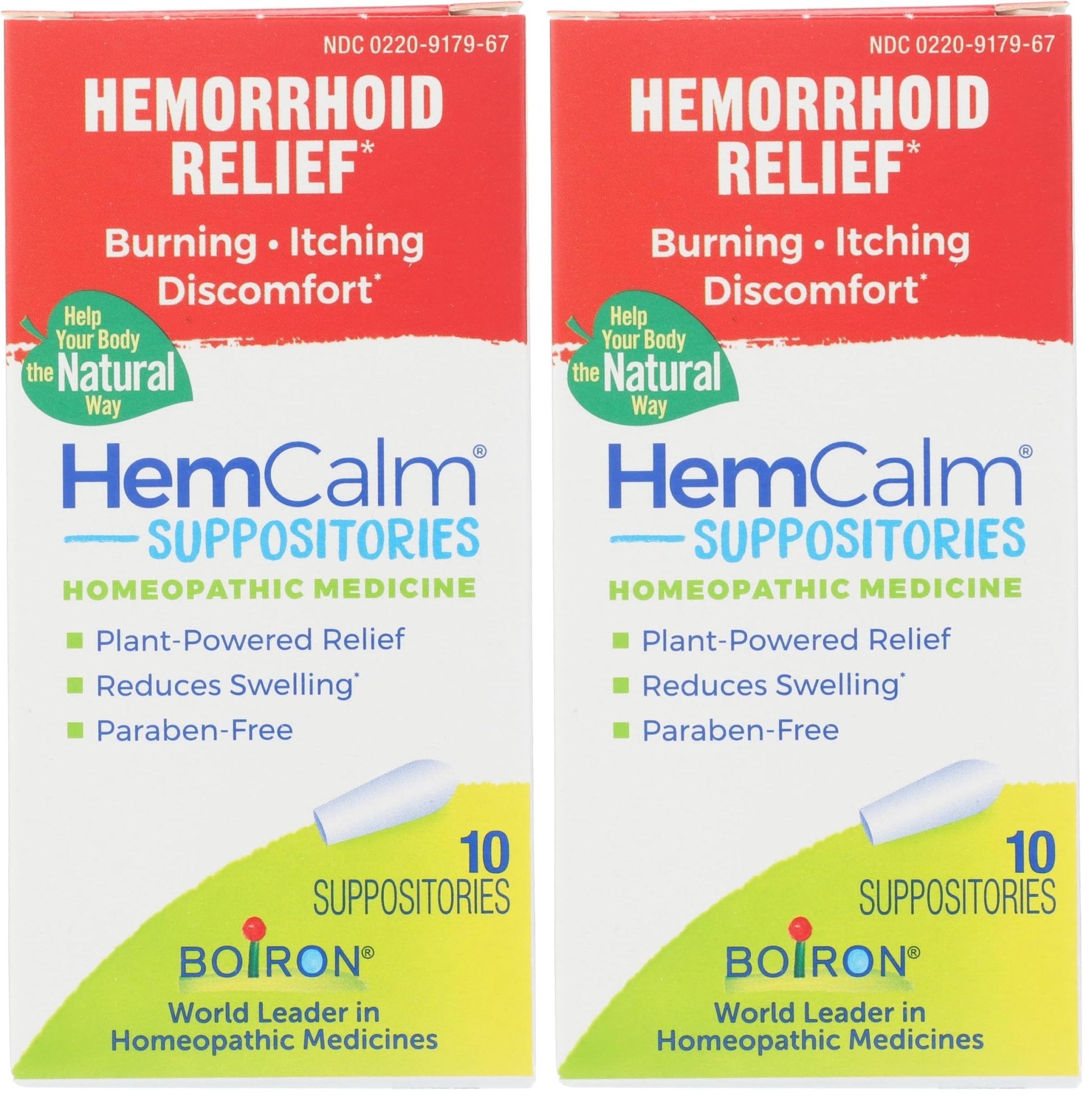 Boiron HemCalm Suppositories for Hemorrhoid Relief of Pain, Itching, Swelling or Discomfort - 10 Count (Pack of 2) - TrustMedUSA