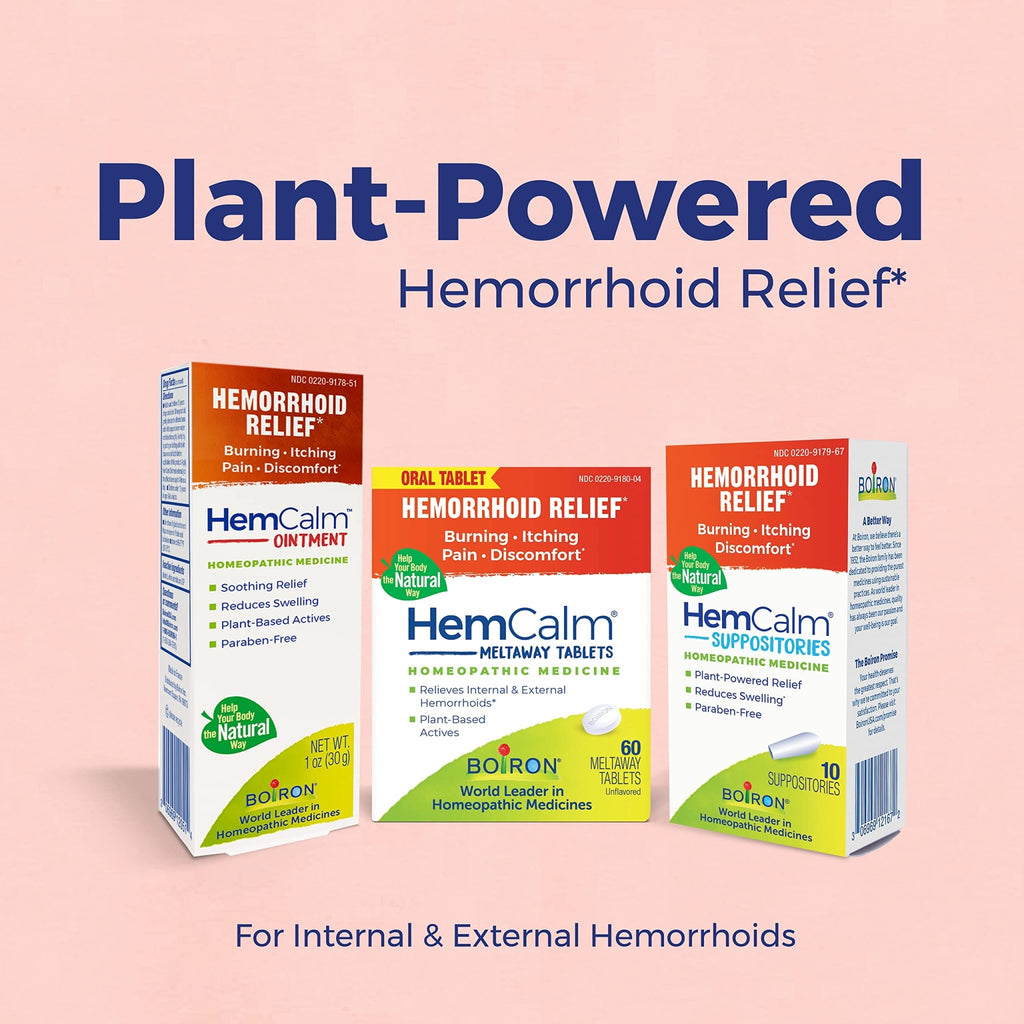 Boiron HemCalm Suppositories for Hemorrhoid Relief of Pain, Itching, Swelling or Discomfort - 10 Count (Pack of 2) - TrustMedUSA