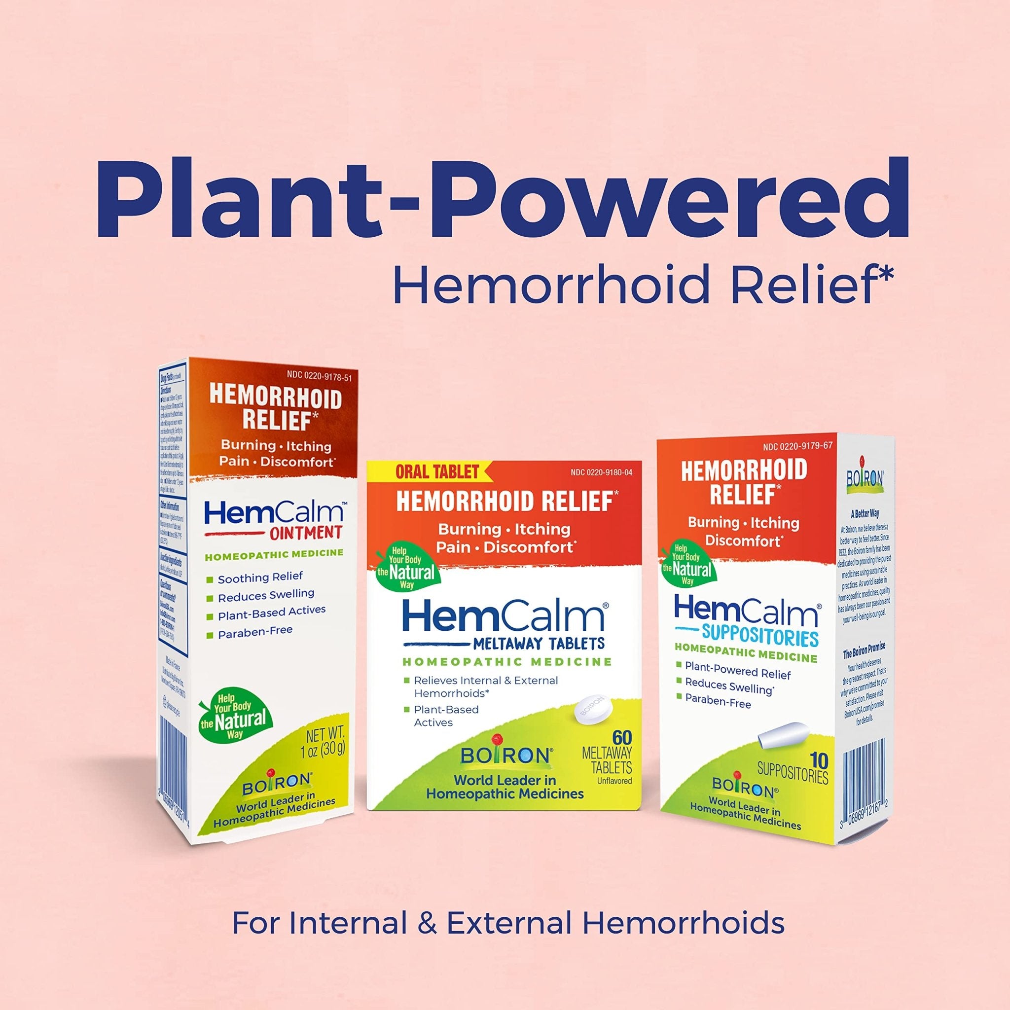Boiron HemCalm Suppositories for Hemorrhoid Relief of Pain, Itching, Swelling or Discomfort - 10 Count (Pack of 2) - TrustMedUSA