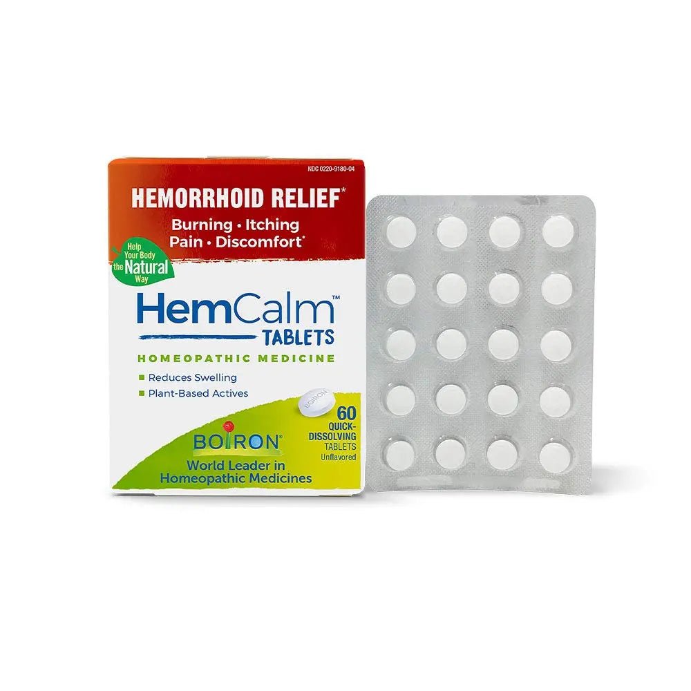Boiron HemCalm Tablets for Hemorrhoid Relief of Pain, Itching, Swelling or Discomfort - 60 Count - TrustMedUSA