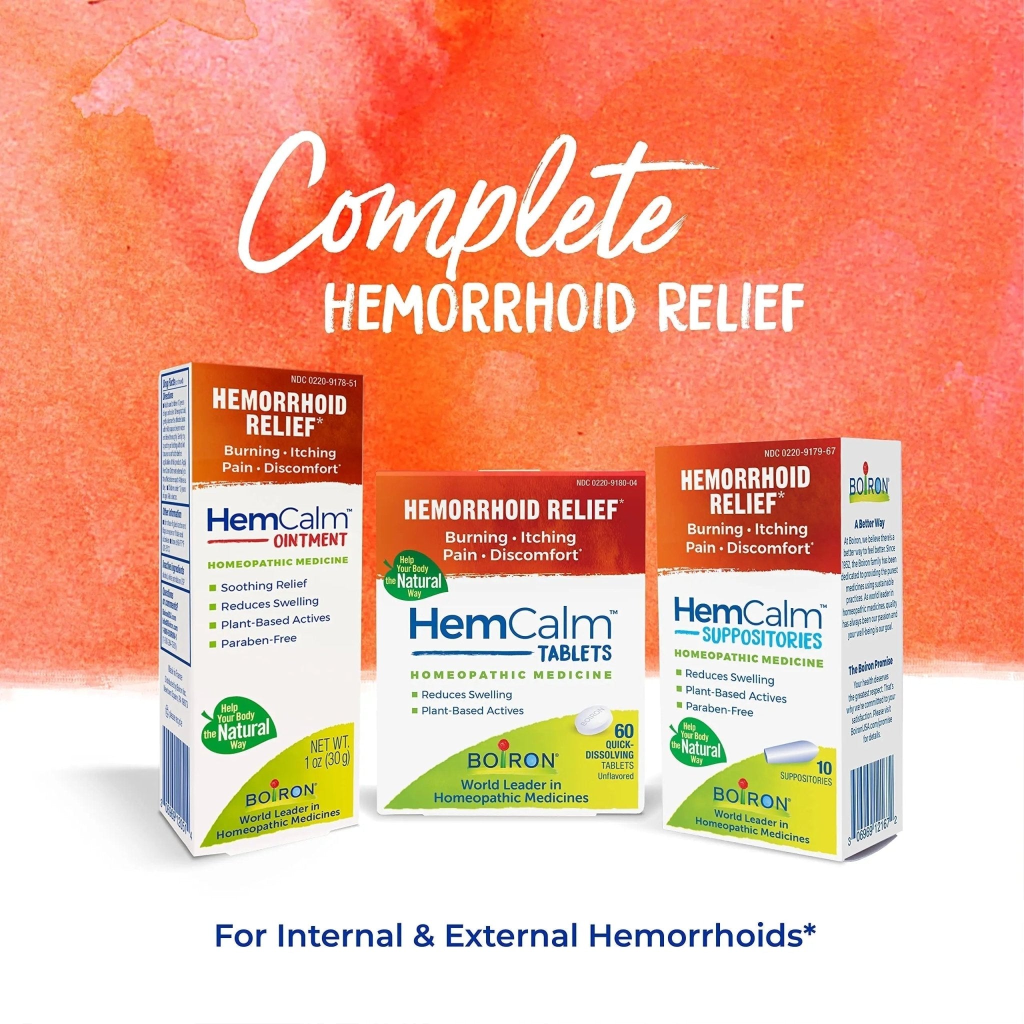 Boiron HemCalm Tablets for Hemorrhoid Relief of Pain, Itching, Swelling or Discomfort - 60 Count - TrustMedUSA