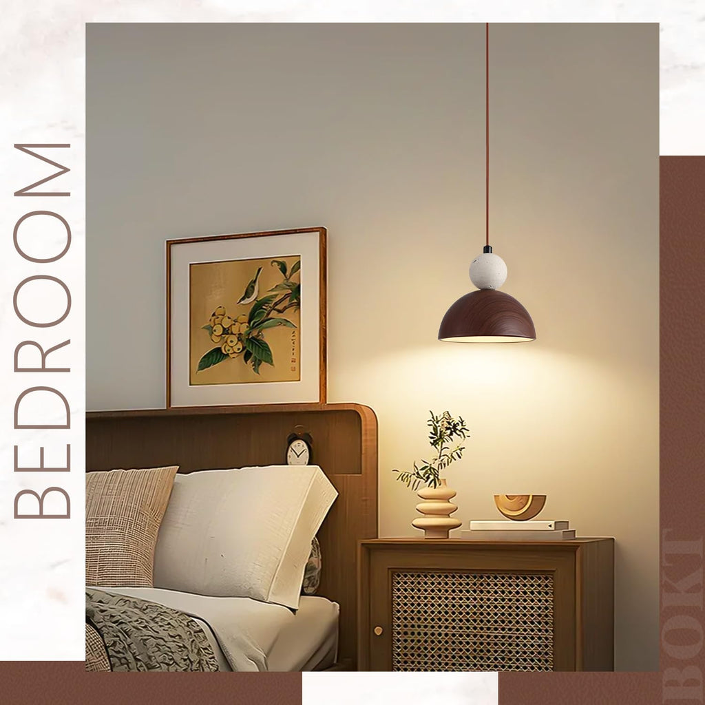 BOKT Wabi Sabi Pendant Light Nordic LED Ceiling Hanging Light Modern Natural Stone Pendant Light Adjustable Dimmable Walnut Mini Chandelier for Dining Room Living Room - TrustMedUSA