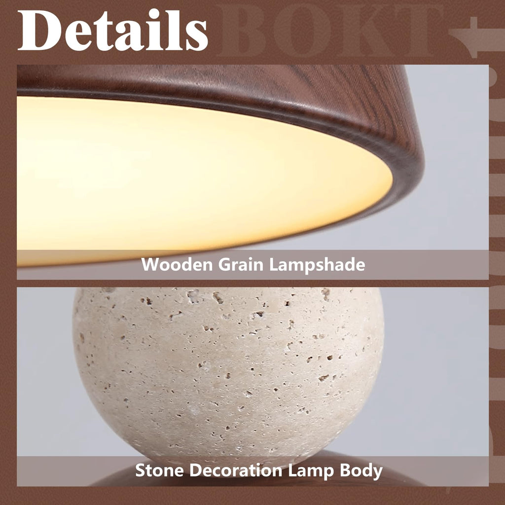 BOKT Wabi Sabi Pendant Light Nordic LED Ceiling Hanging Light Modern Natural Stone Pendant Light Adjustable Dimmable Walnut Mini Chandelier for Dining Room Living Room - TrustMedUSA