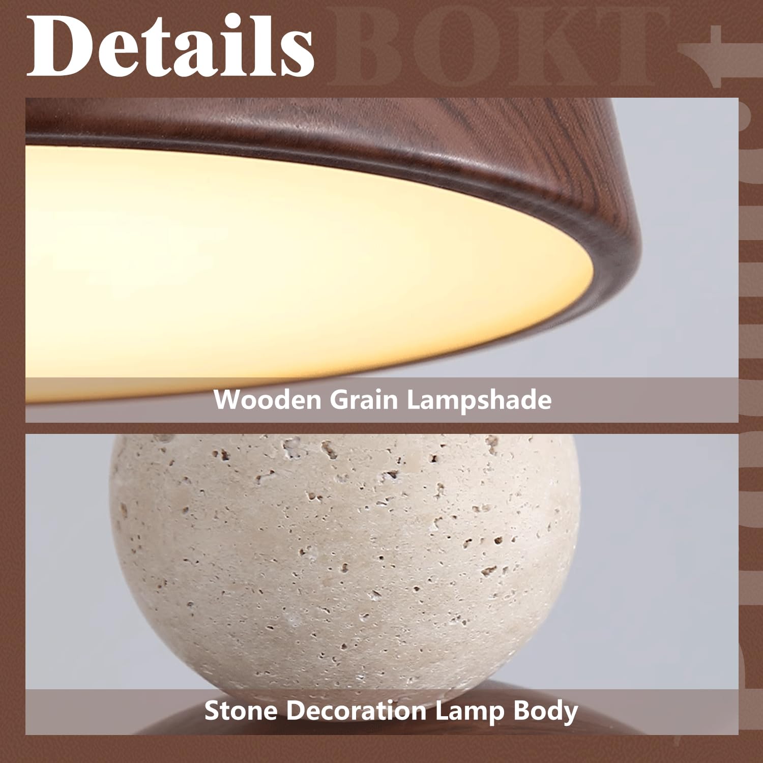 BOKT Wabi Sabi Pendant Light Nordic LED Ceiling Hanging Light Modern Natural Stone Pendant Light Adjustable Dimmable Walnut Mini Chandelier for Dining Room Living Room - TrustMedUSA