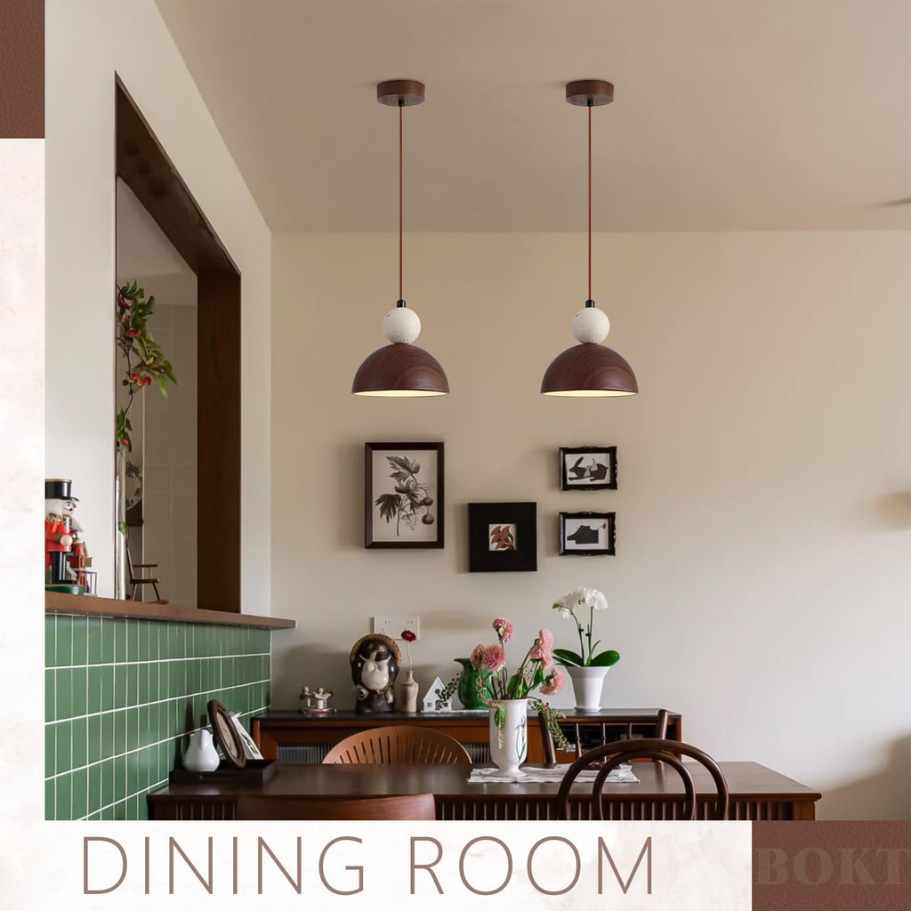 BOKT Wabi Sabi Pendant Light Nordic LED Ceiling Hanging Light Modern Natural Stone Pendant Light Adjustable Dimmable Walnut Mini Chandelier for Dining Room Living Room - TrustMedUSA