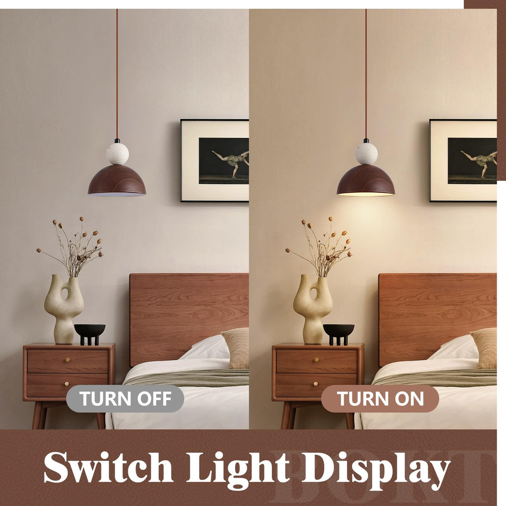 BOKT Wabi Sabi Pendant Light Nordic LED Ceiling Hanging Light Modern Natural Stone Pendant Light Adjustable Dimmable Walnut Mini Chandelier for Dining Room Living Room - TrustMedUSA