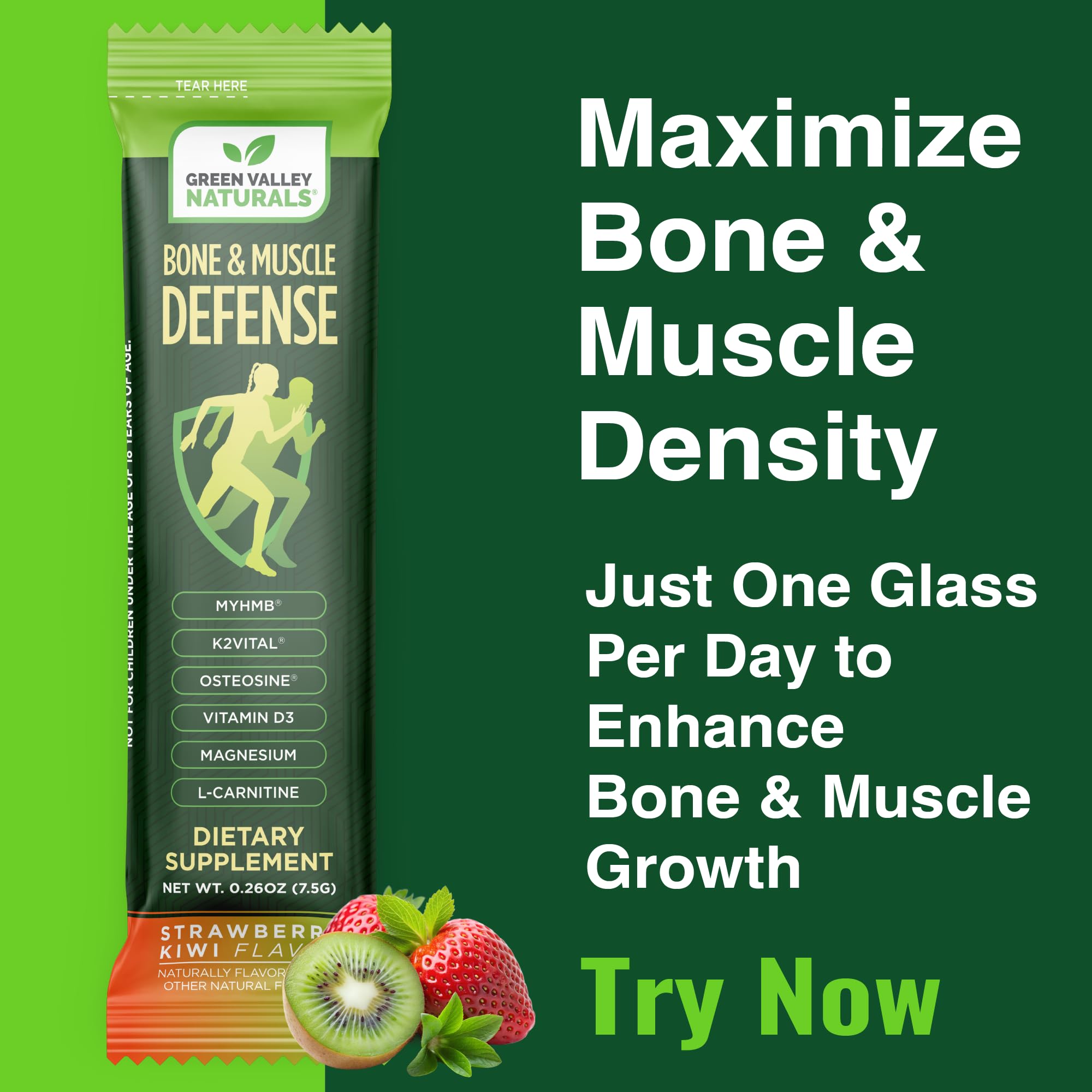 Bone & Muscle Defense Stick Pack | HMB + Leucine Amino Blend for Muscle Support | Protein Growth & Strength Formula for Women & Men | Fertility & Energy Support | Convenient On-the-Go Supplement - TrustMedUSA