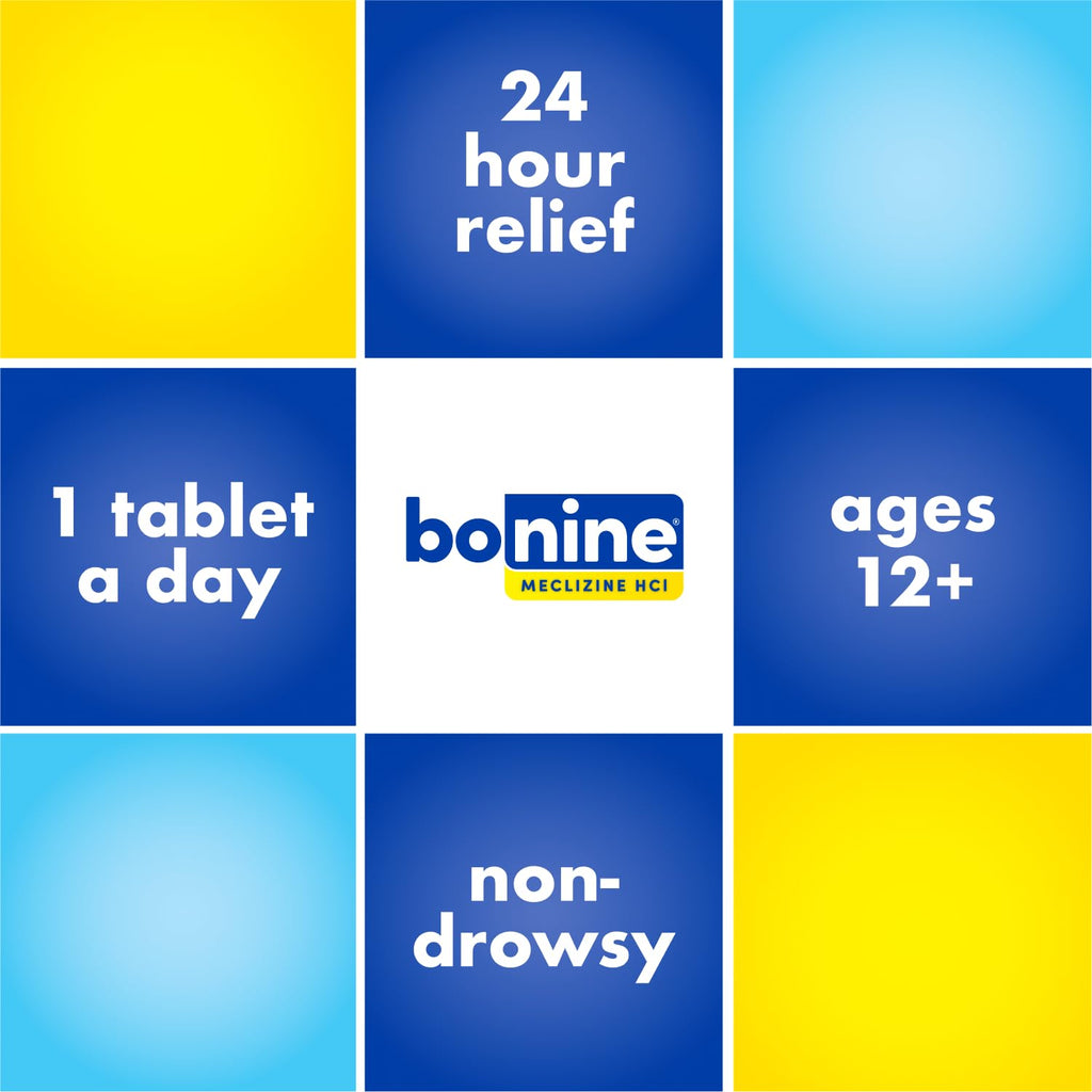 Bonine Non-Drowsy for Motion Sickness Relief, Sea Sickness, Car Sickness, Nausea, & Vomiting - Meclizine HCI 25mg, Travel-Sized - 16ct Raspberry Chewable Tablets (Packaging May Vary) - Maple Wellness Supplements
