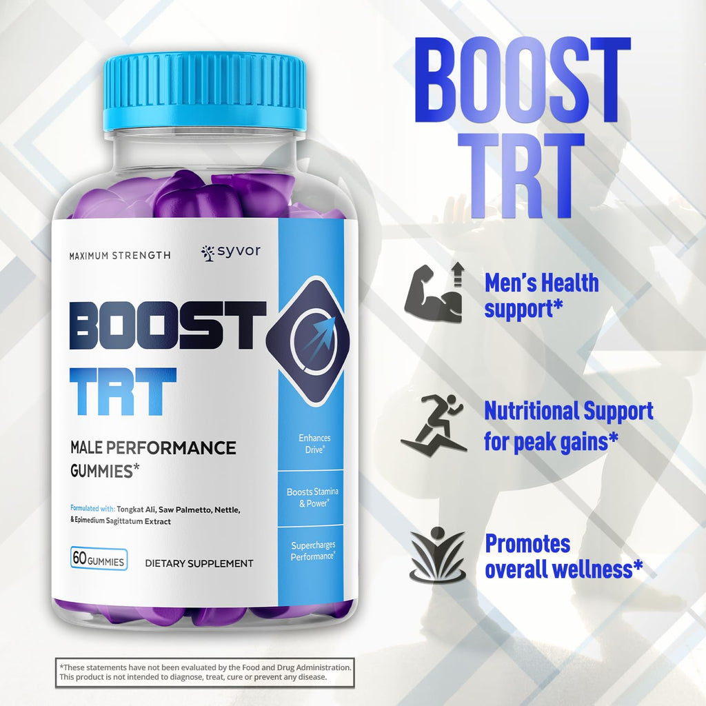Boost TRT Gummies for Men, Official Boost TRT Male Performance Gummys with Natural Ingredients, Advanced BoostTRT Men's Gummy Supplement with Maximum Strength Premium Vitamins (60 Gummies) - TrustMedUSA