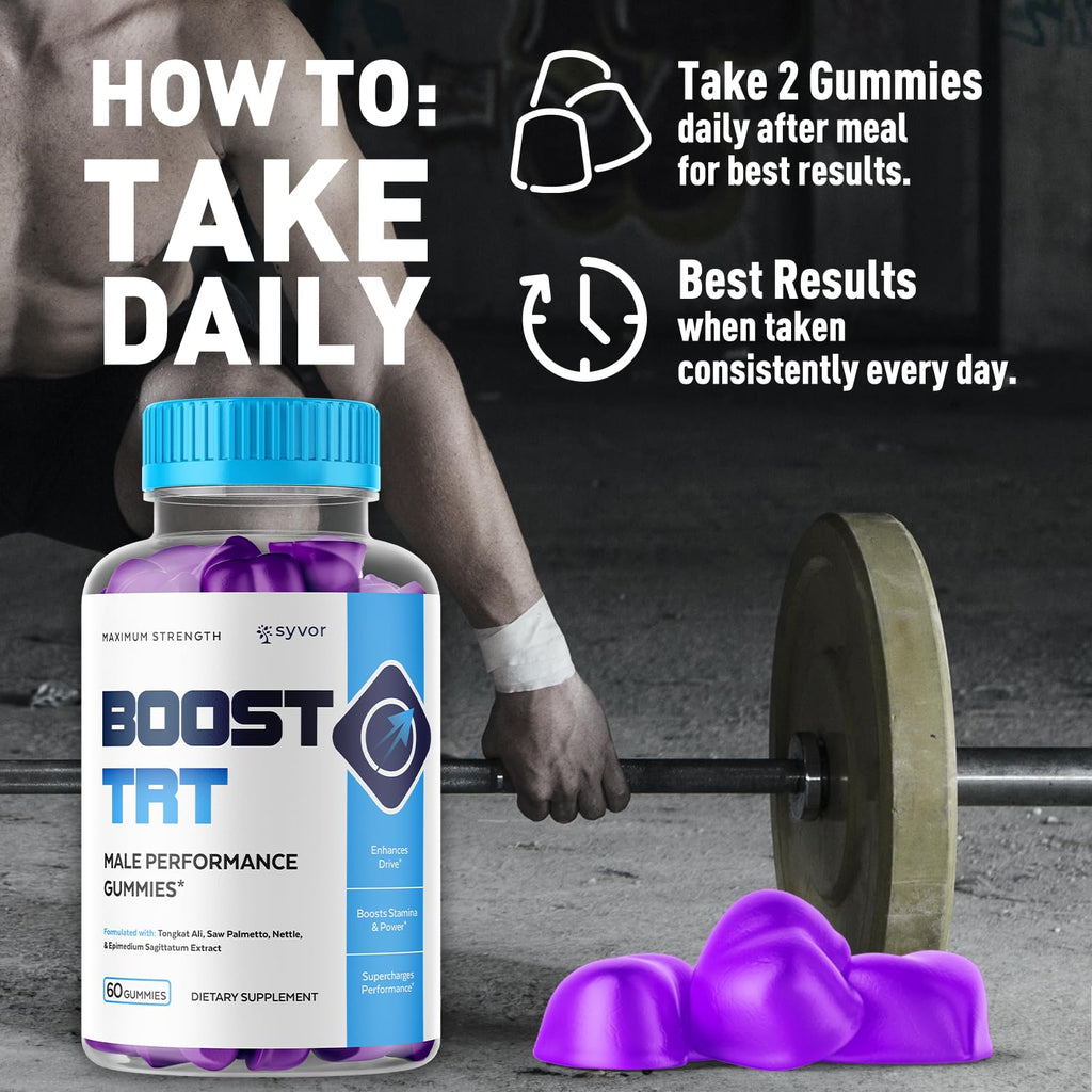 Boost TRT Gummies for Men, Official Boost TRT Male Performance Gummys with Natural Ingredients, Advanced BoostTRT Men's Gummy Supplement with Maximum Strength Premium Vitamins (60 Gummies) - TrustMedUSA