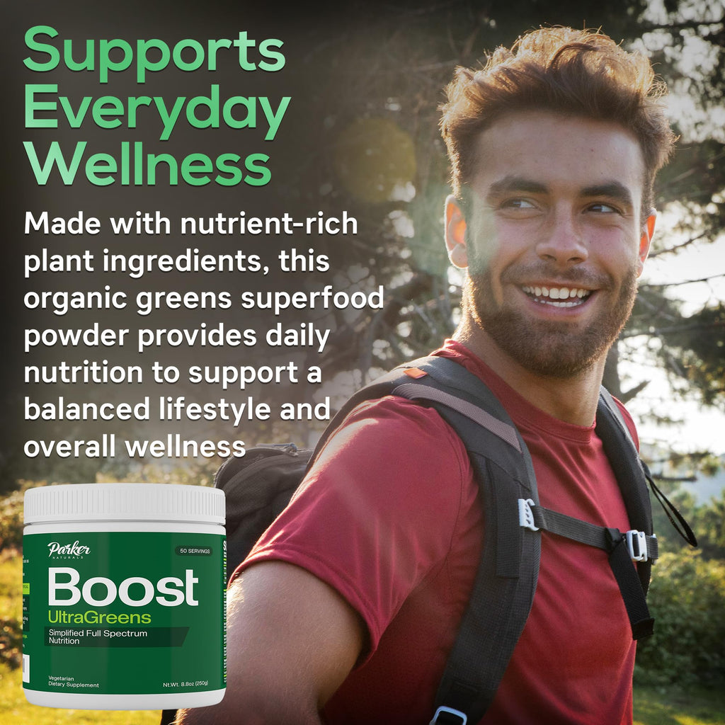 Boost UltraGreens Super Greens Powder - Organic Spirulina, Grasses & Antioxidants | Premium Superfood for Daily Energy | Detox & Whole-Body Wellness - 50 Servings - TrustMedUSA