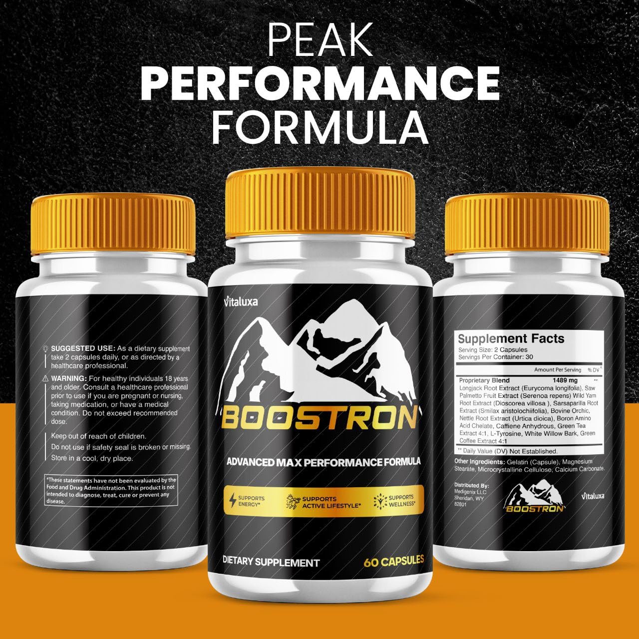 Boostron Capsules, Boostron Supplement Pills - Boostrom Maximum Strength Performance Blend Premium Advanced Formula All Natural Ingredients for Advanced Health Vitamin Support Reviews (60 Capsules) - TrustMedUSA