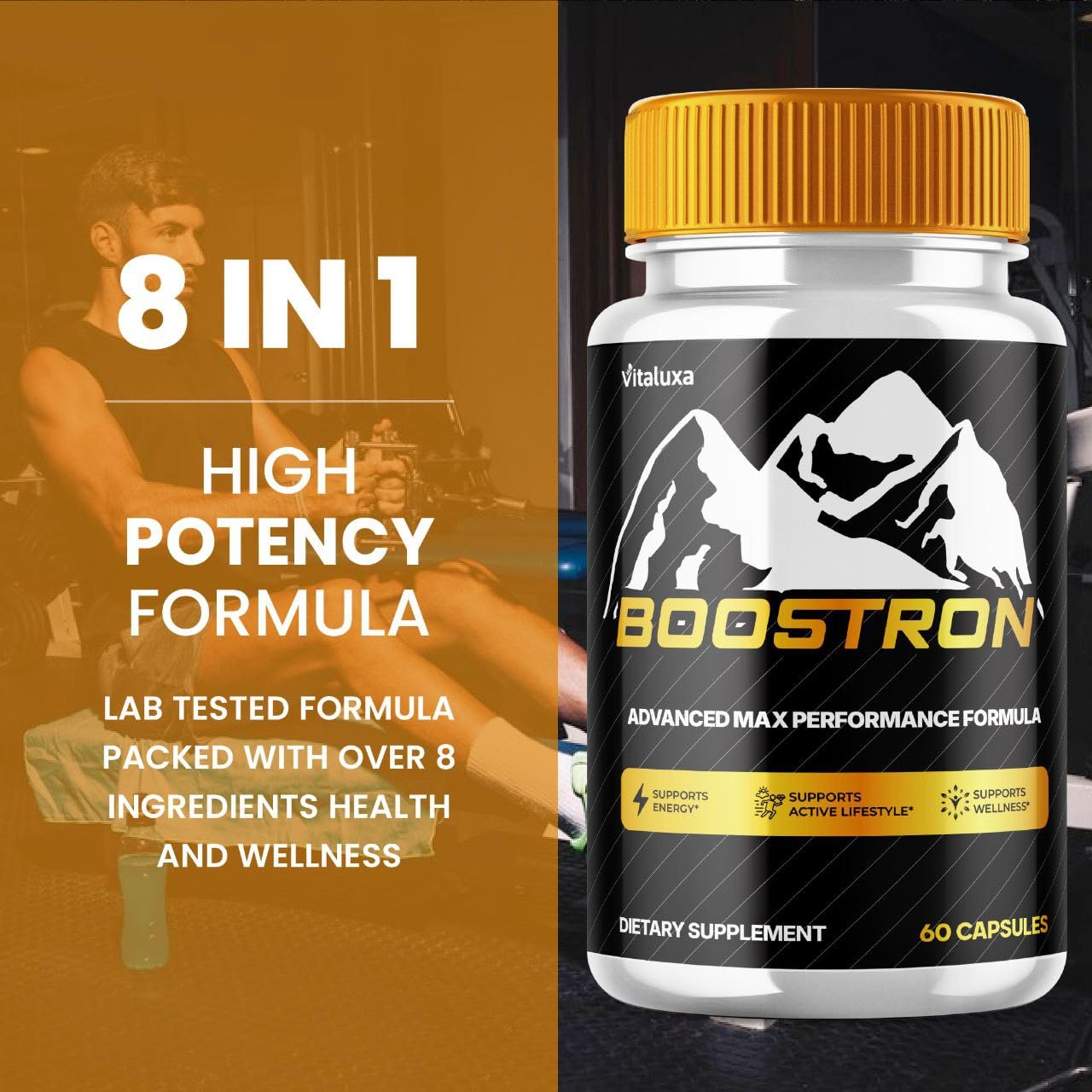 Boostron Capsules, Boostron Supplement Pills - Boostrom Maximum Strength Performance Blend Premium Advanced Formula All Natural Ingredients for Advanced Health Vitamin Support Reviews (60 Capsules) - TrustMedUSA