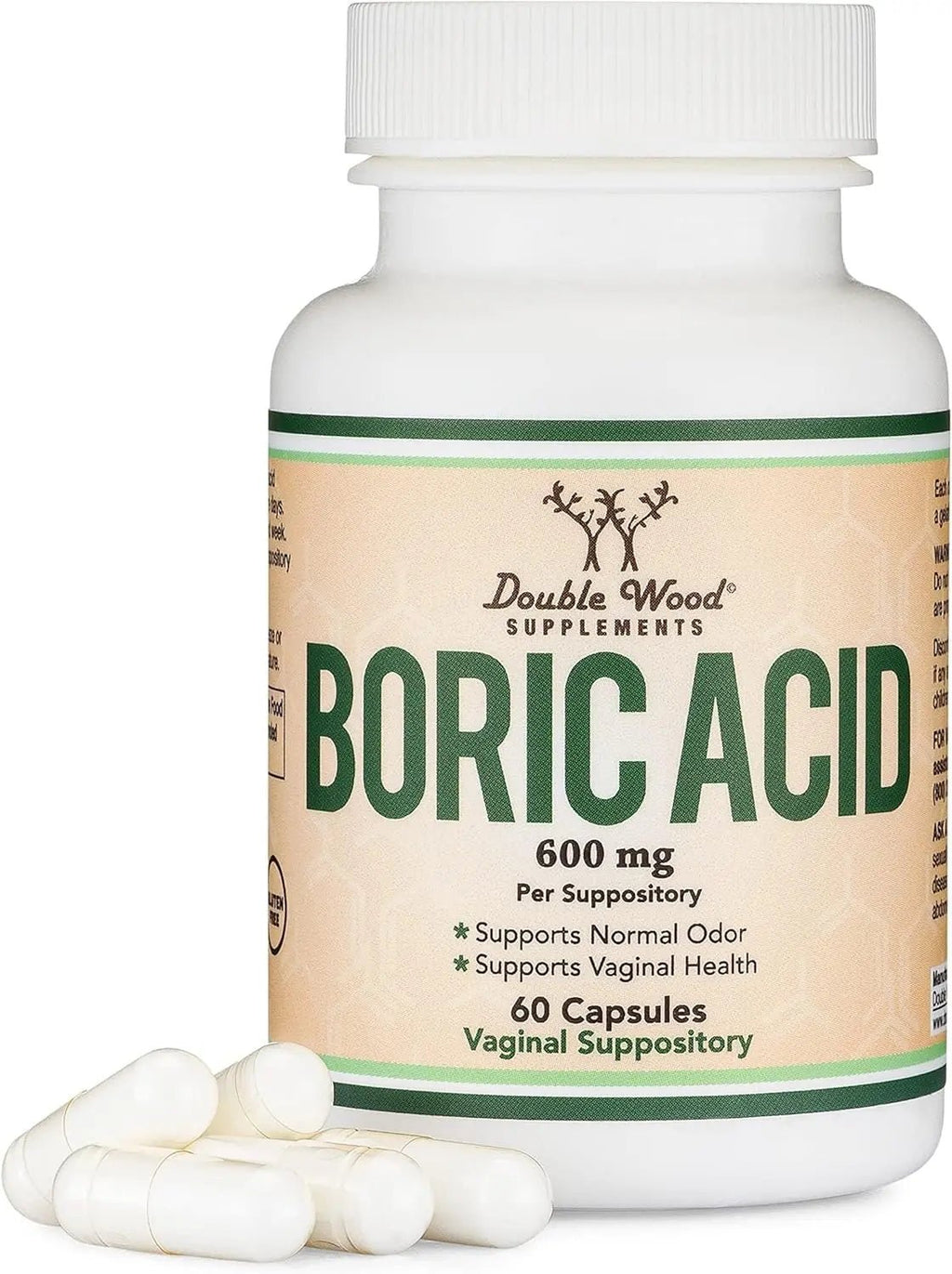 Boric Acid Suppositories 60 Count, Supports Women Health (Easy Dissolve, Third Party Tested) by Double Wood - TrustMedUSA