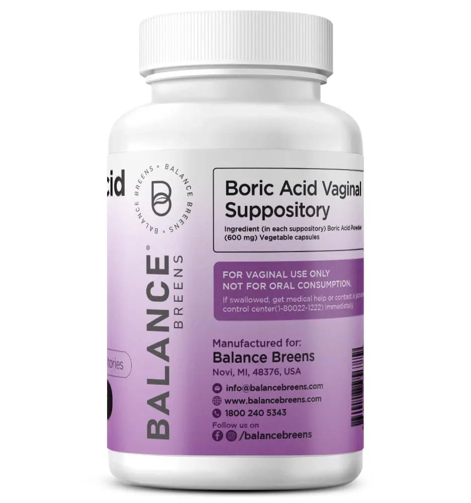 Boric Acid Suppositories for Women, 600 mg, 30 Vaginal Use Capsules - pH Balance Pills, Intimate Health Support, Yeast Infection Treatment, Made in USA (Pack of 1) - TrustMedUSA