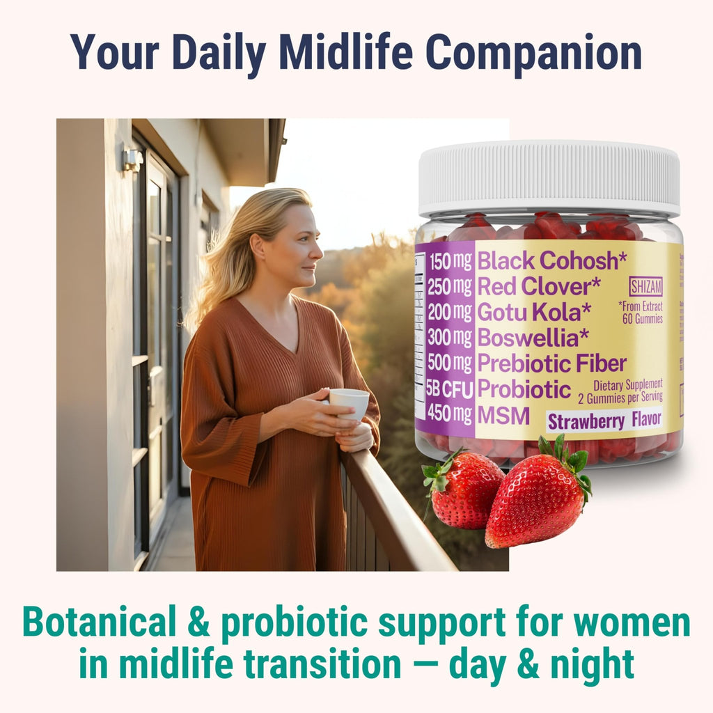 Boswellia Serrata Black Cohosh Gotu Kola Red Clover Extract Complex Gummies w. Probiotic Fiber (Chicory Root Inulin) MSM Methylsulfonylmethane, Supplement Alt for Organic Powder Capsules Tincture - TrustMedUSA