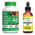 Botanic Choice Mega Fruits and Veggies Blend (60 Capsules) + Lemon Balm Tincture (1 fl oz) Bundle - Energy Balance & Superfood Supplement + Relaxation and Sleep Support - TrustMedUSA