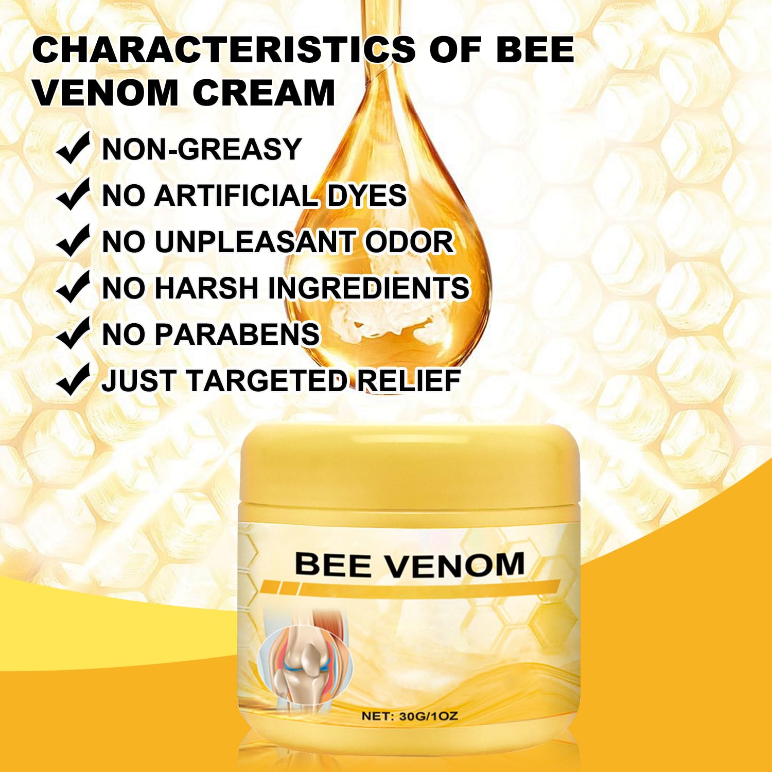 Botou 2PCS New Bee Venom Professional Joint Cream, for Neck, Waist, Back, Hands, Feet and Legs Advanced Bee Propolis Joint Cream, yellow - TrustMedUSA