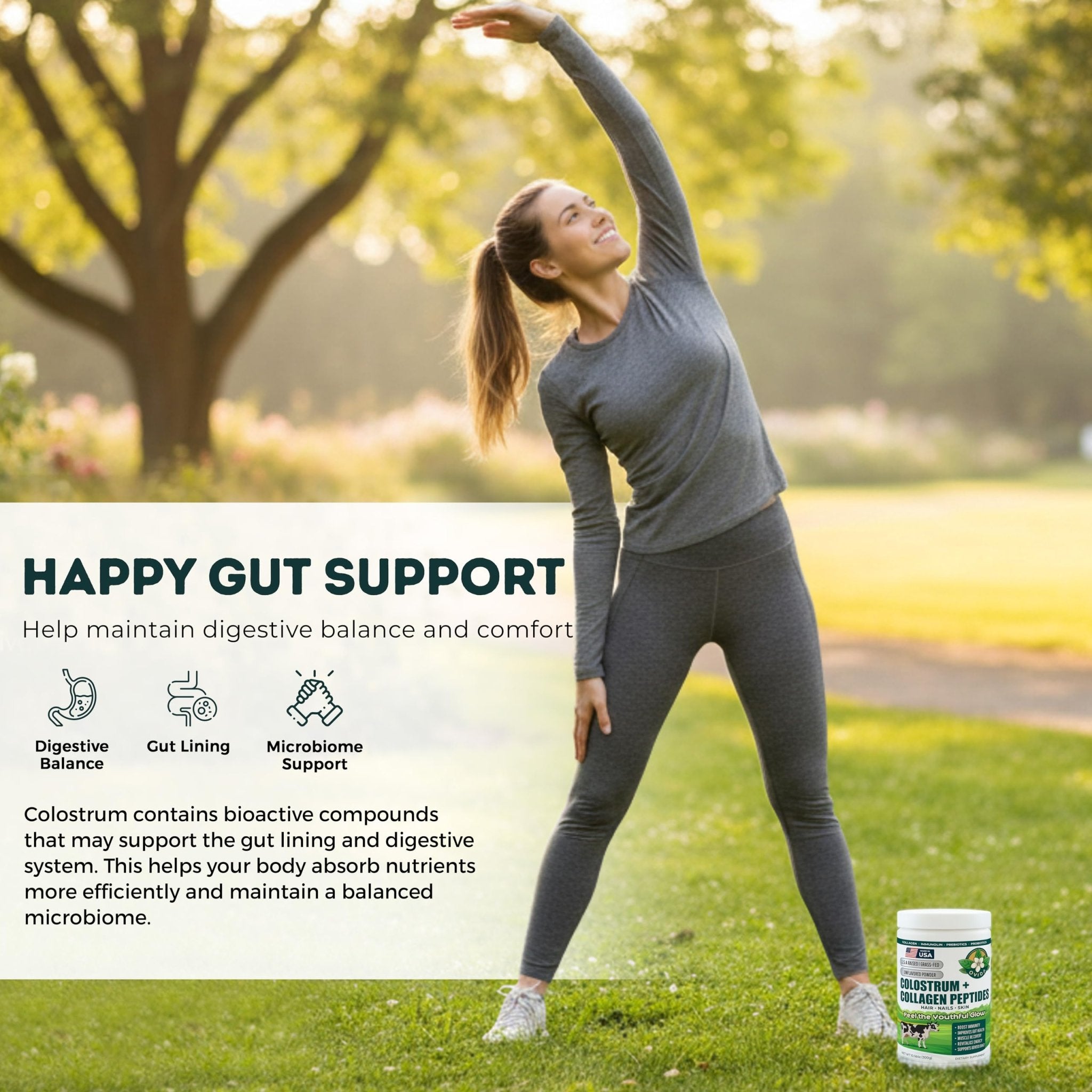 Bovine Colostrum and Hydrolyzed Collagen Peptides Powder Supplement for Women & Men - Supports Gut Health, Joint & Bone Health, Hair Skin Nails - Grass-Fed, Non-GMO, Gluten Free, 300g (30 Servings) - TrustMedUSA