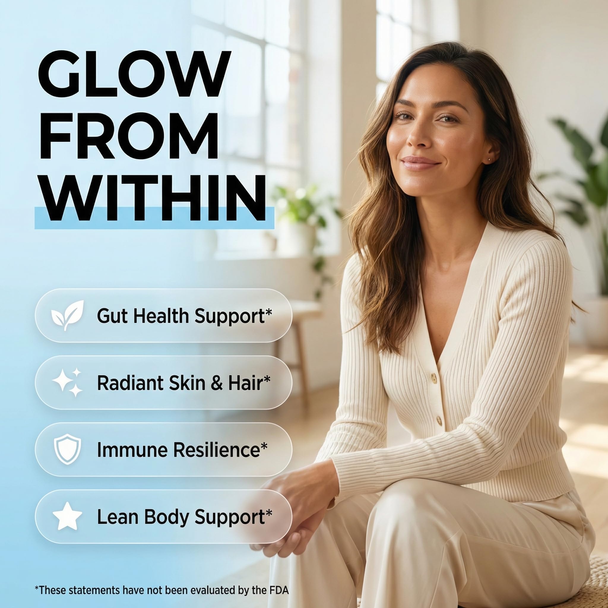Bovine Colostrum Powder + Collagen Peptides with L-Glutamine L-Lysine Prebiotics Probiotics Digestive Enzymes Vitamin D K2 C Quercetin & Folate | Gut Health Supplement Internal Glow By Clean Nutra - TrustMedUSA
