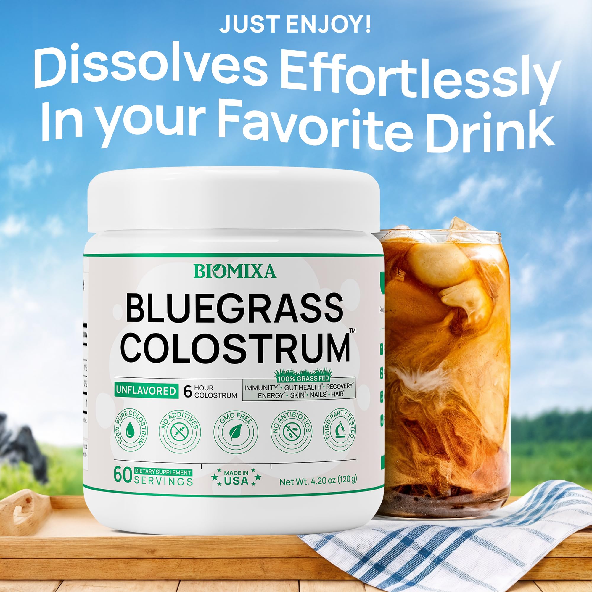 Bovine Colostrum Supplement - 100% Pure Whole Colostrum Powder - Grass-Fed, Unflavored, No Additives, Gut & Immune Support, Natural IgG, 60 Servings - Made in USA - TrustMedUSA