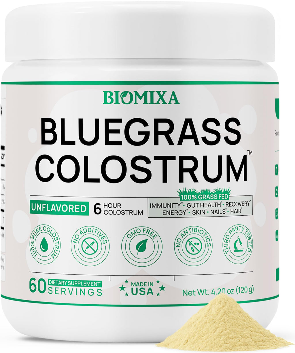 Bovine Colostrum Supplement - 100% Pure Whole Colostrum Powder - Grass-Fed, Unflavored, No Additives, Gut & Immune Support, Natural IgG, 60 Servings - Made in USA - TrustMedUSA