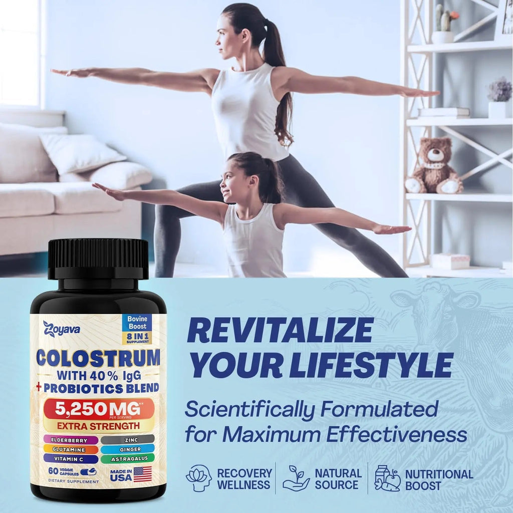Bovine Colostrum Supplement Capsules 5250 MG, Grass Fed Cow Colostrum - TrustMedUSA