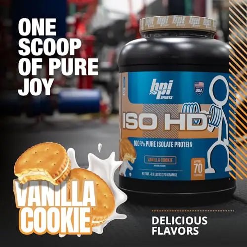 BPI Sports ISO HD Isolate Protein Vanilla Cookie, 76.8 oz - 69 Servings - TrustMedUSA