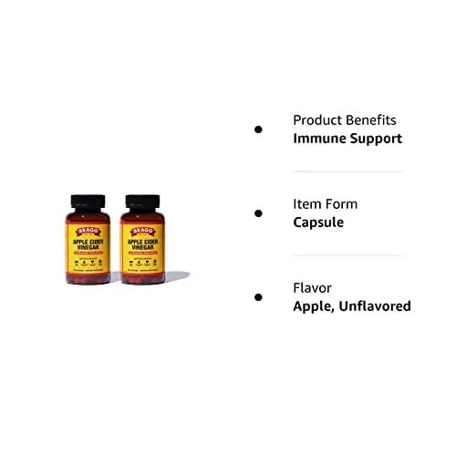 Bragg Apple Cider Vinegar Capsules - Vitamin D3 & Zinc - 750mg of Acetic Acid – Immune - TrustMedUSA