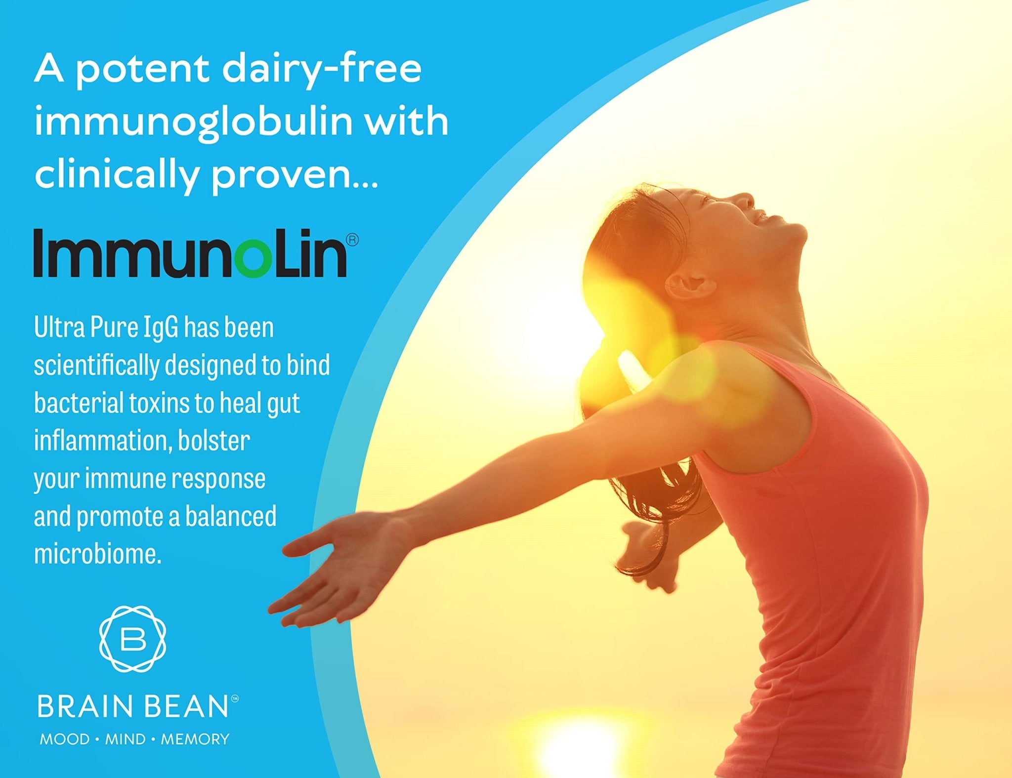 Brain Basics Ultra Pure IgG Supplement - Dairy-Free Supplement IgG-Immunolin Powder, Blended Vitamin & Mineral Supplements, 150g, 60 Servings - TrustMedUSA