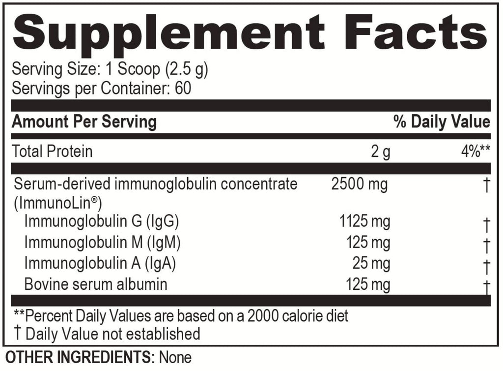 Brain Basics Ultra Pure IgG Supplement - Dairy-Free Supplement IgG-Immunolin Powder, Blended Vitamin & Mineral Supplements, 150g, 60 Servings - TrustMedUSA