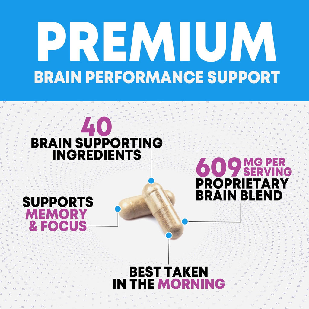 Brain Memory Supplement Pills - 3X Strength Nootropics for Concentration, Clarity & Focus Support - Brain Health Cognitive Vitamins with Bacopa, Phosphatidylserine & DMAE, Brain Booster - 240 Capsules - TrustMedUSA