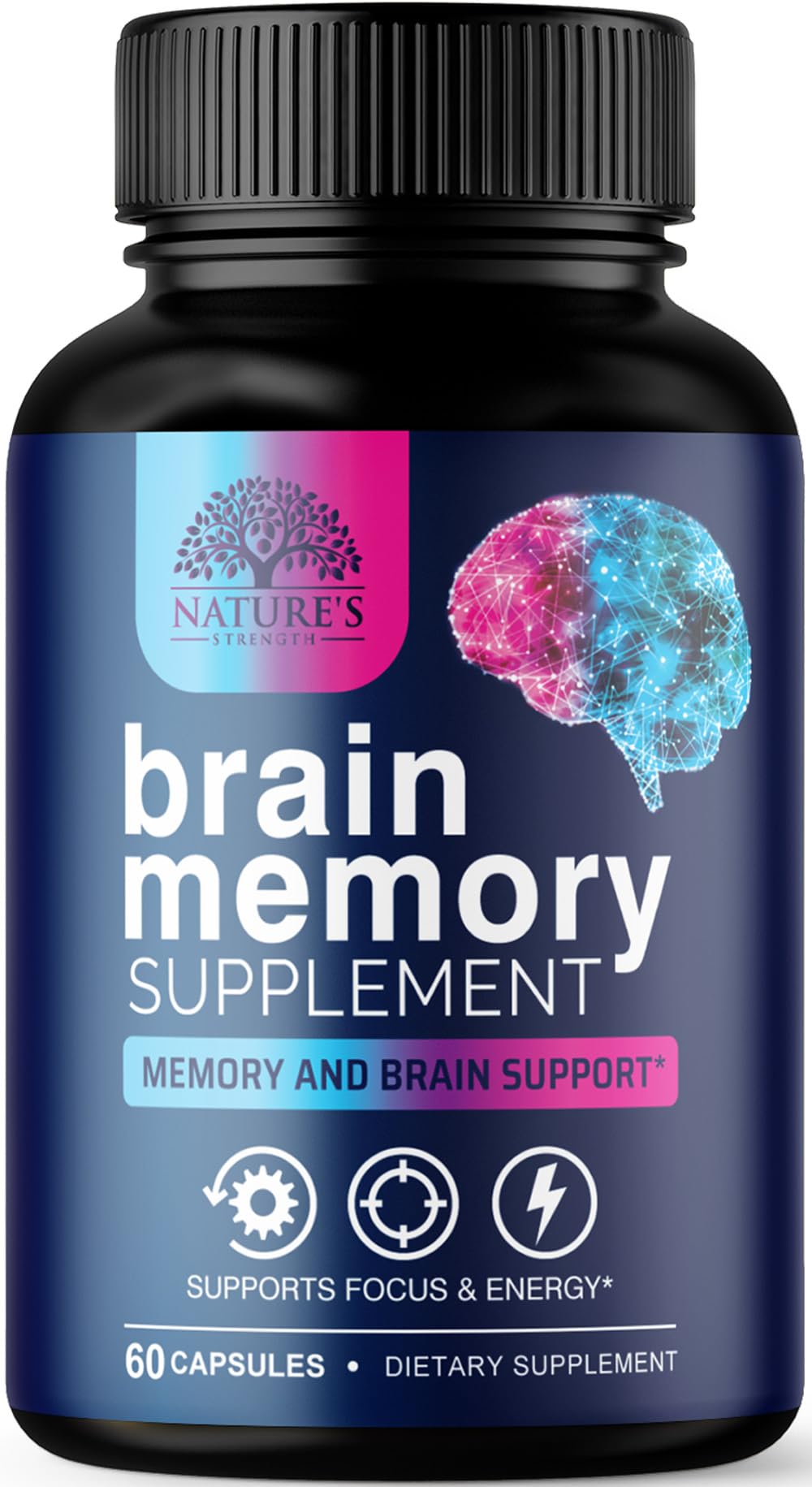 Brain Memory Supplement Pills - 3X Strength Nootropics for Concentration, Clarity & Focus Support - Brain Health Cognitive Vitamins with Bacopa, Phosphatidylserine & DMAE, Brain Booster - 60 Capsules - TrustMedUSA