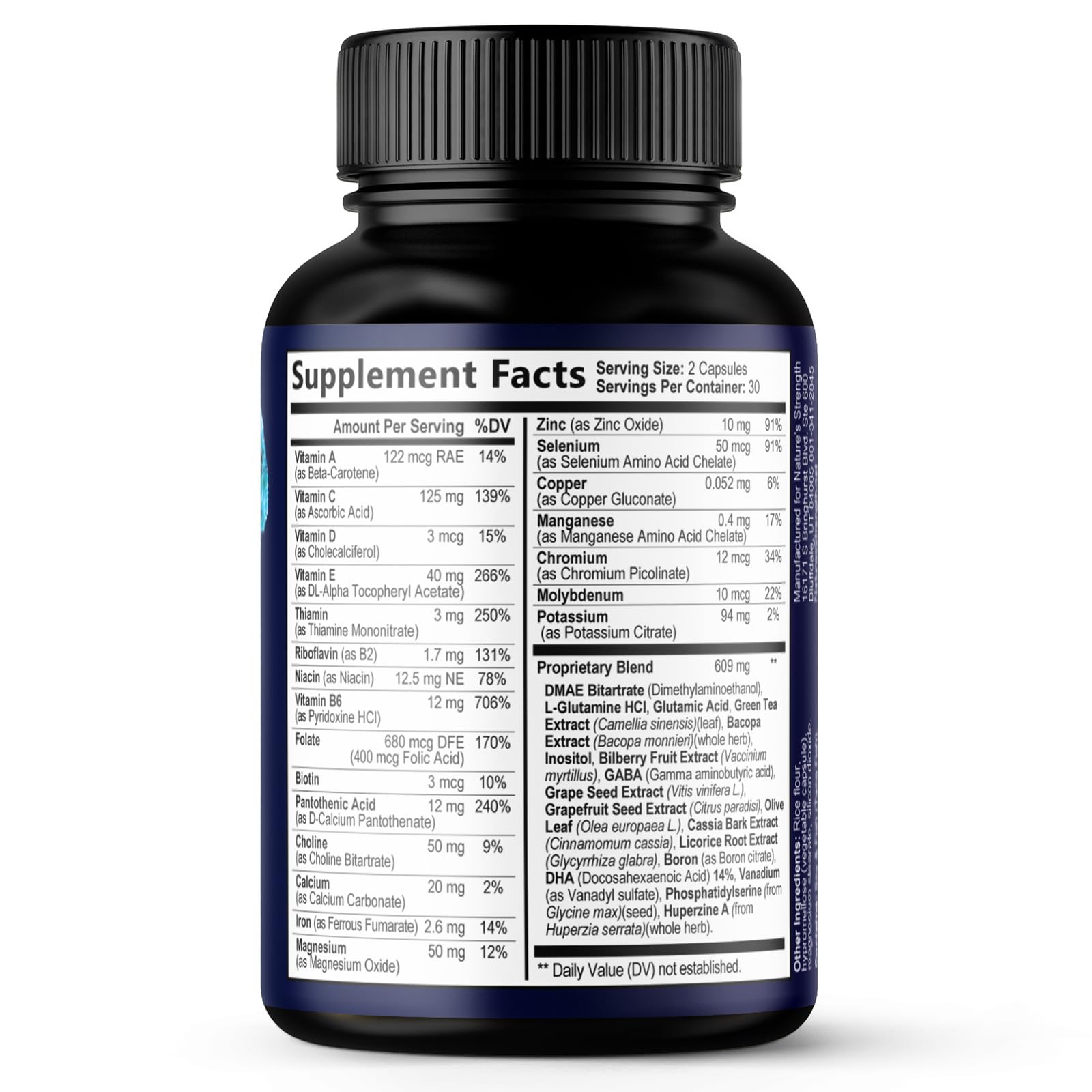 Brain Memory Supplement Pills - 3X Strength Nootropics for Concentration, Clarity & Focus Support - Brain Health Cognitive Vitamins with Bacopa, Phosphatidylserine & DMAE, Brain Booster - 60 Capsules - TrustMedUSA