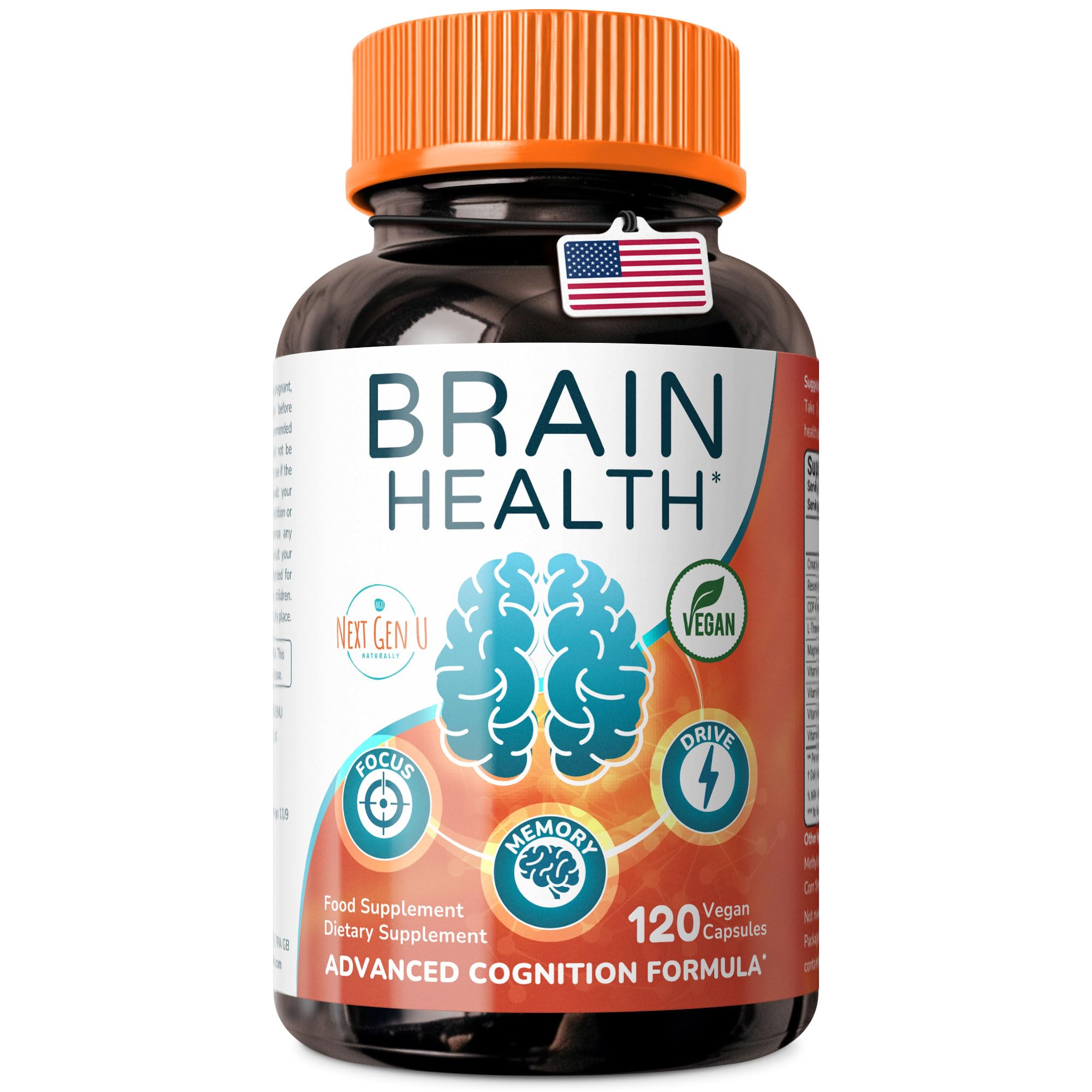 Brain Supplement - 120 Vegan Capsules - Dietary Nootropic May Help Memory, Cognitive Function & Focus - Formulation with Amino Acids, Polyphenols & B Vitamins - for Women, Men & Seniors - by NextGenU - TrustMedUSA