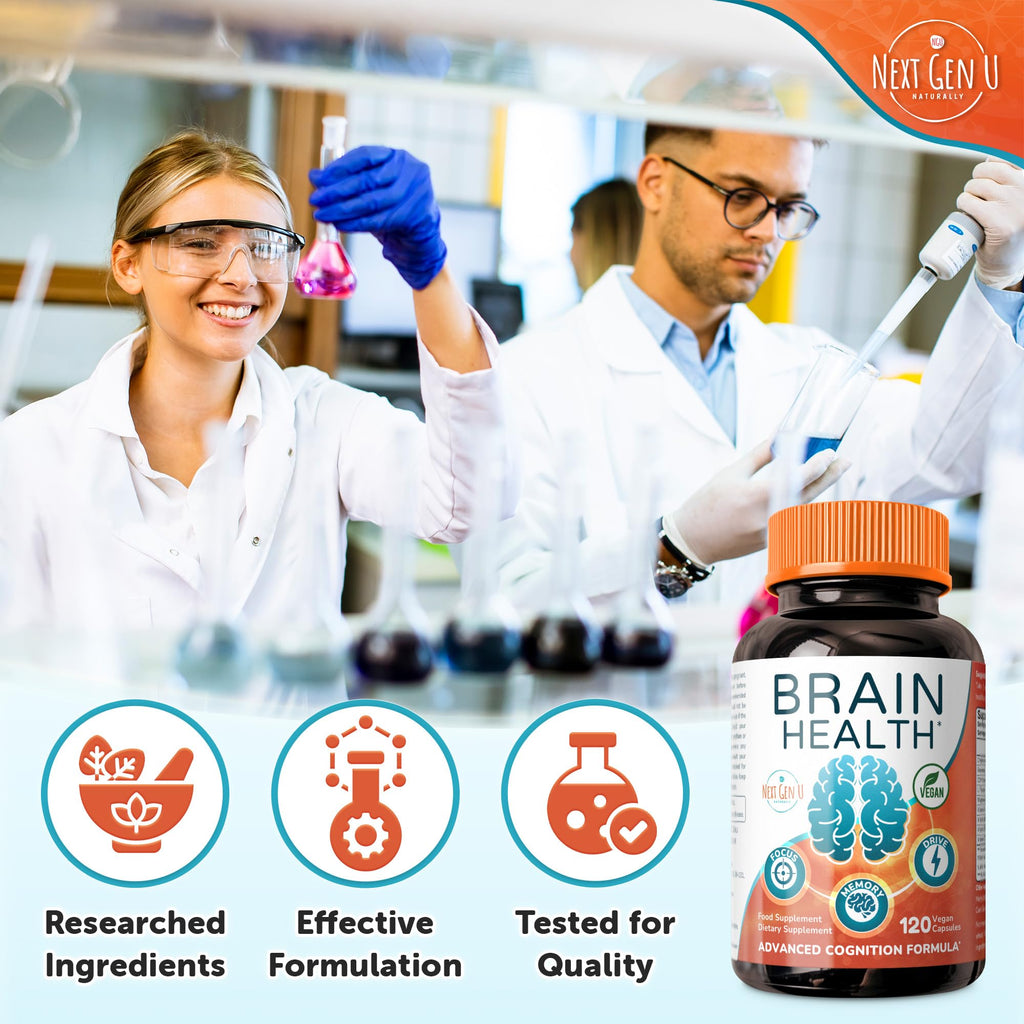 Brain Supplement - 120 Vegan Capsules - Dietary Nootropic May Help Memory, Cognitive Function & Focus - Formulation with Amino Acids, Polyphenols & B Vitamins - for Women, Men & Seniors - by NextGenU - TrustMedUSA
