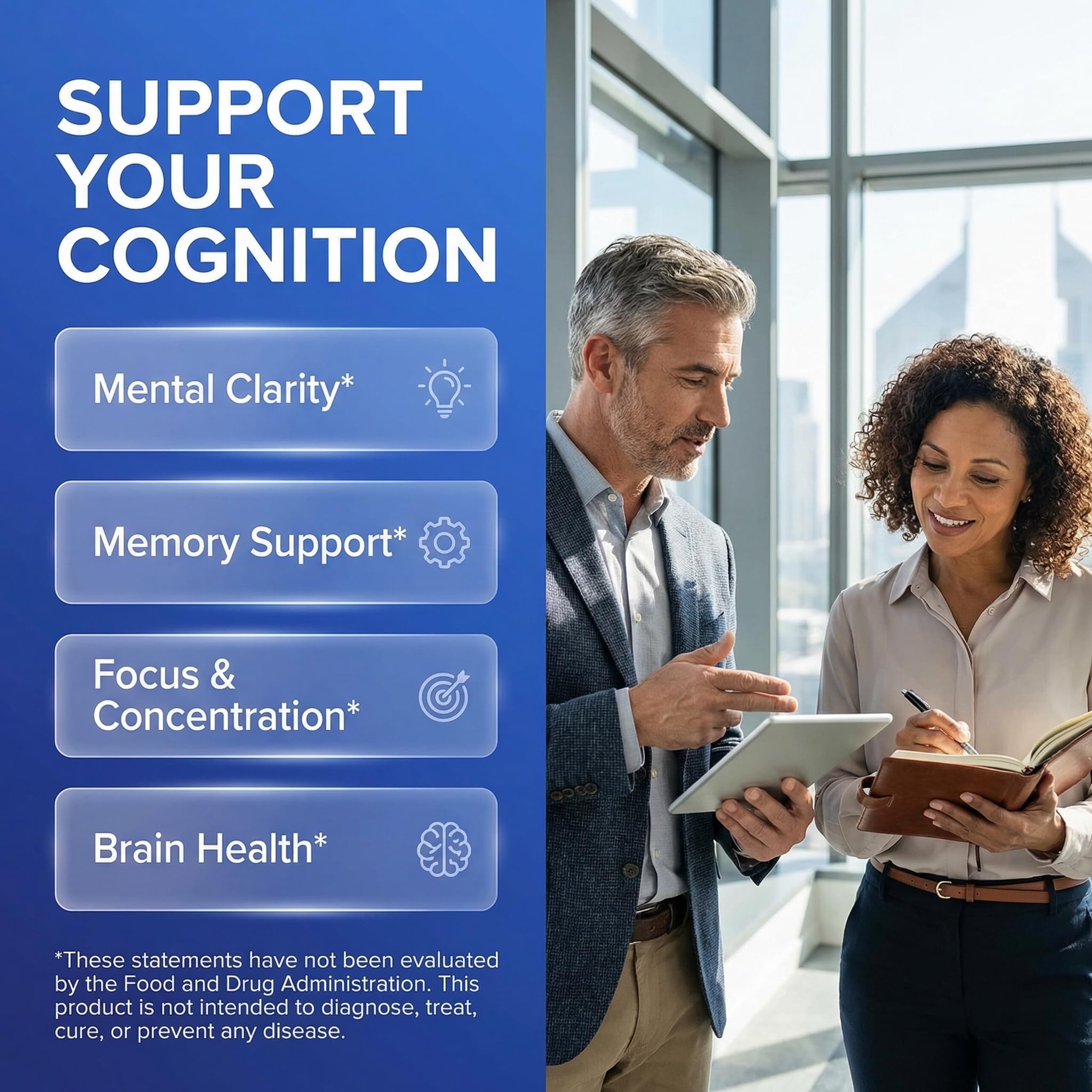 Brain Supplement Alpha GPC 300mg Phosphatidylserine Bacopa Monnieri Ginkgo Biloba Lions Mane Huperzine A L-Theanine NAC Nootropic Memory Focus Cognitive Support Vitamins B C D E 60 Capsules USA - TrustMedUSA