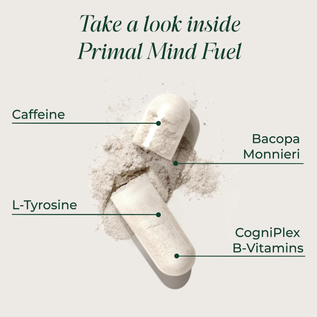 Brain Supplement by Primal Harvest, Primal Mind Fuel Brain Booster for Focus, Energy, Clarity, and Brain Health 30 Capsules Nootropics Brain Support Supplement for Men and Women - TrustMedUSA
