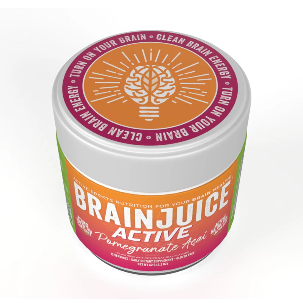 BrainJuice Nootropics Brain Support Supplement, Gluten Free Powder for Energy and Focus, Pre Workout w/Alpha GPC, Vitamin B & Organic Green Tea Extract Caffeine, Active Pomegranate Acai, 15 Servings - TrustMedUSA