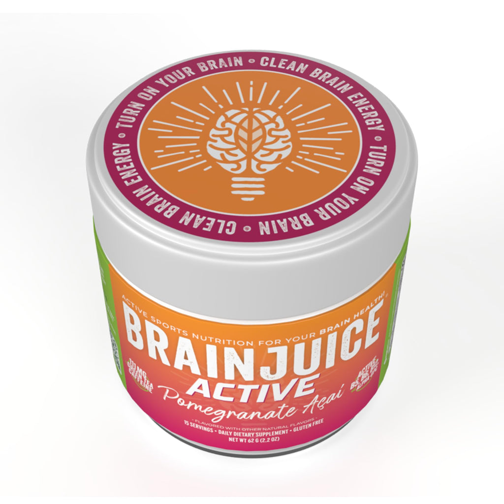 BrainJuice Nootropics Brain Support Supplement, Gluten Free Powder for Energy and Focus, Pre Workout w/Alpha GPC, Vitamin B & Organic Green Tea Extract Caffeine, Active Pomegranate Acai, 15 Servings - TrustMedUSA