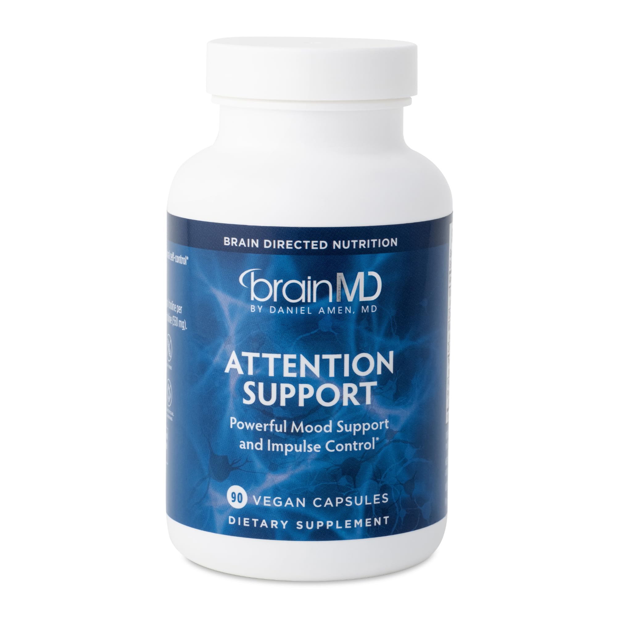 BRAINMD Dr Amen Attention Support - 90 Capsules - Promotes Mental Focus & Impulse Control - Gluten Free - 30 Servings - TrustMedUSA