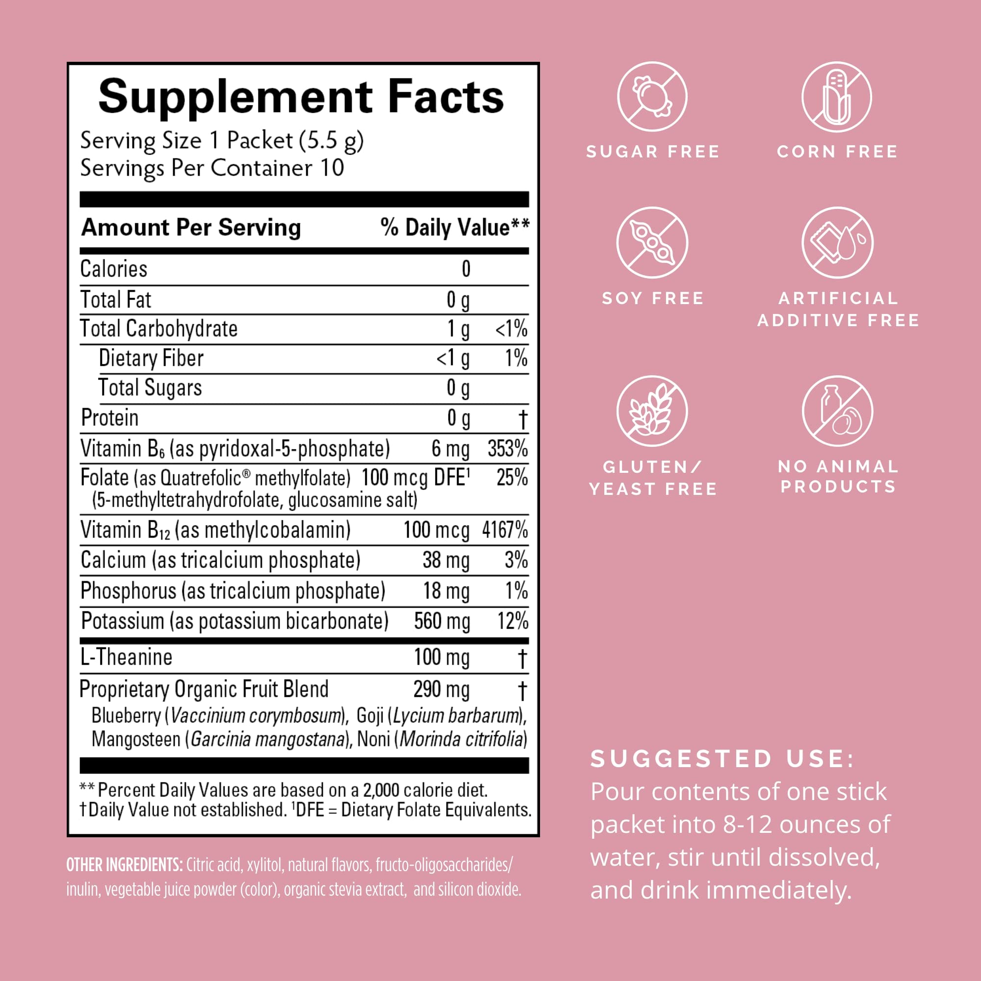 BRAINMD Dr Amen Brain Boost On The Go - 10 Packets, Berry Flavor - Nootropic Drink Powder, Promotes Focus, Clarity & Mental Energy - Caffeine Free, Gluten Free - 10 Servings - TrustMedUSA