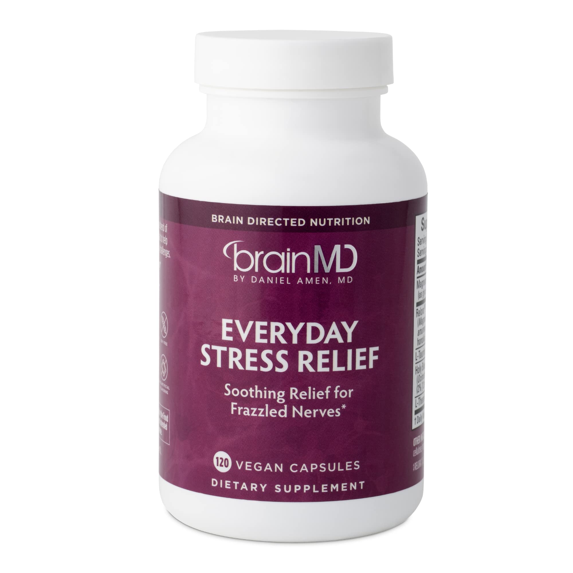 BRAINMD Dr Amen Everyday Stress Relief - 120 Capsules - Promotes Relaxation & Focus - Non-Drowsy - Gluten Free - 30 Servings - TrustMedUSA
